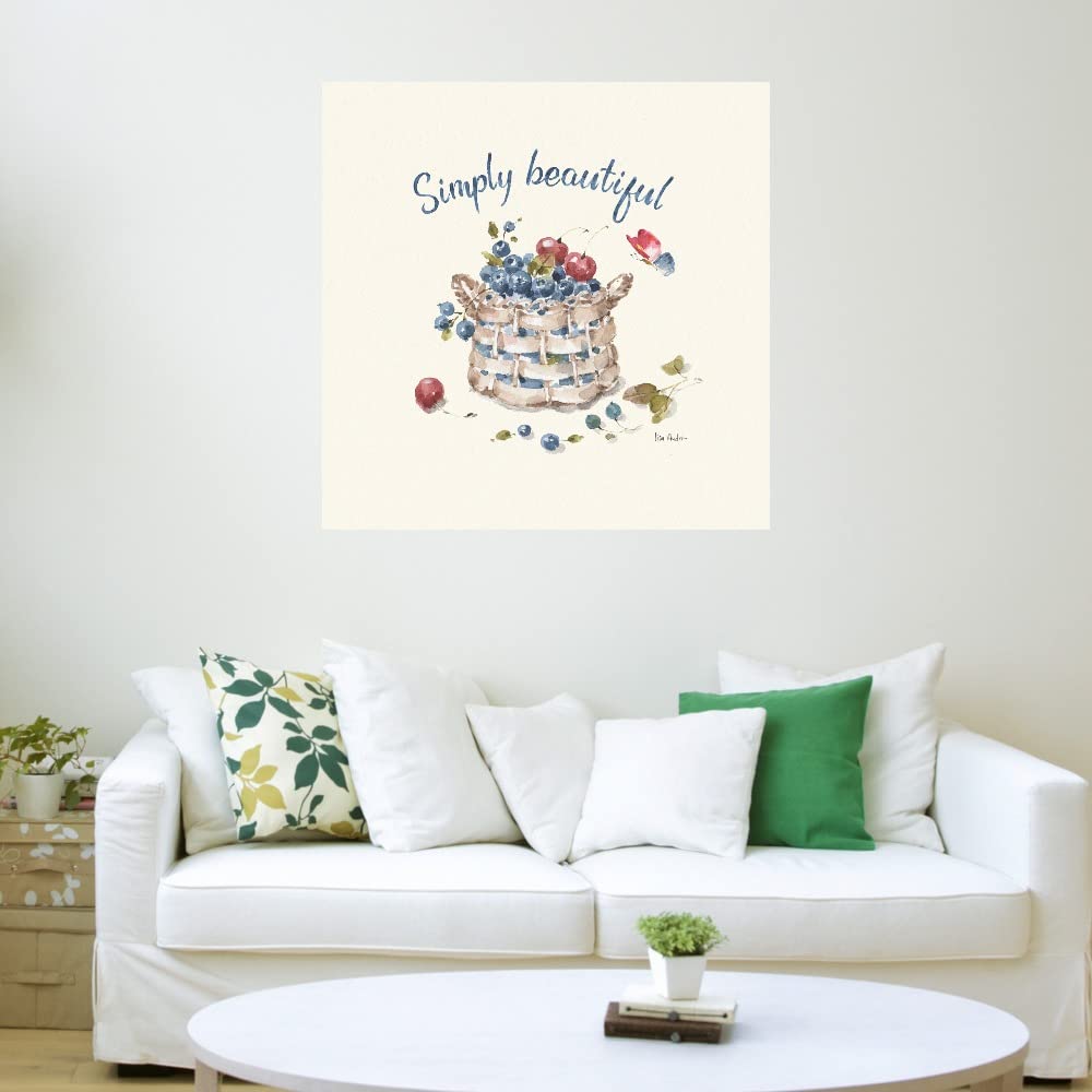 Summer Garden XIV Canvas Wall Art Print by Lisa Audit - 32x32 Inch Ready to Hang Painting for Living Room, Bedroom, Bathroom & Office Decor - Perfect for Home, Kitchen, Dining Room & Bar Wall Decor
