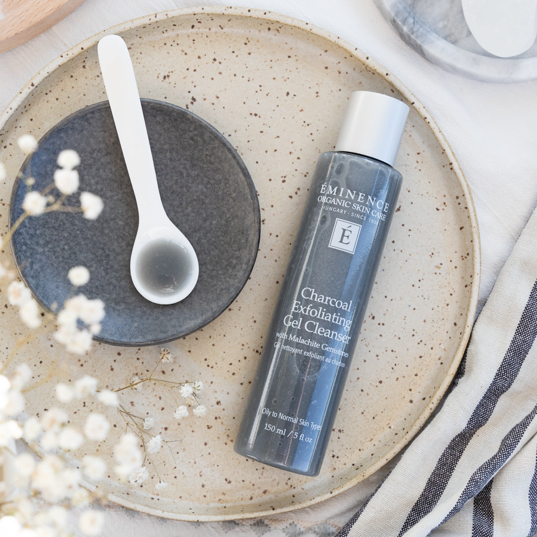 Eminence Organics Charcoal Exfoliating Gel Cleanser - Deep Pore Cleansing & Exfoliating Face Wash for Acne & Blackheads - Perfect for Oily & Combination Skin - Morning & Night Skincare Routine