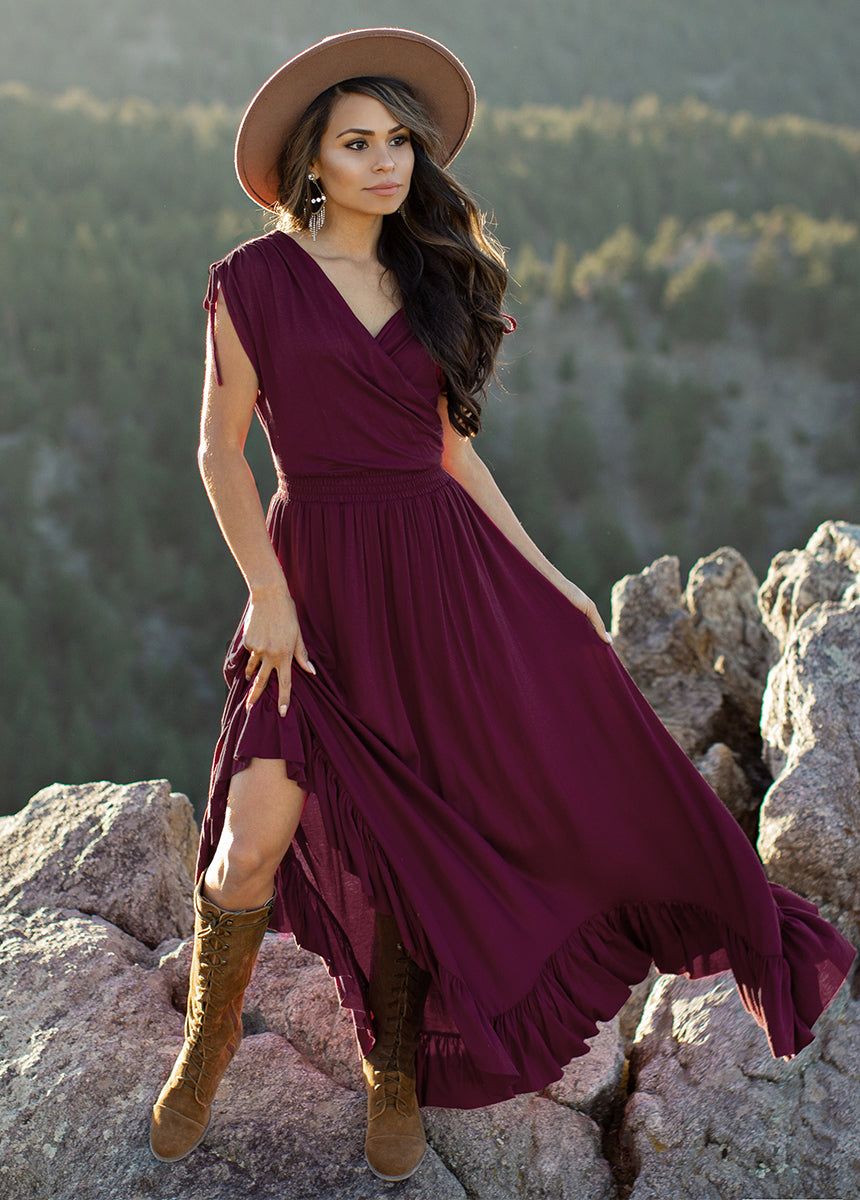 Elegant Giovanna Women's Dress in Eggplant Purple - Perfect for Weddings, Parties & Special Occasions