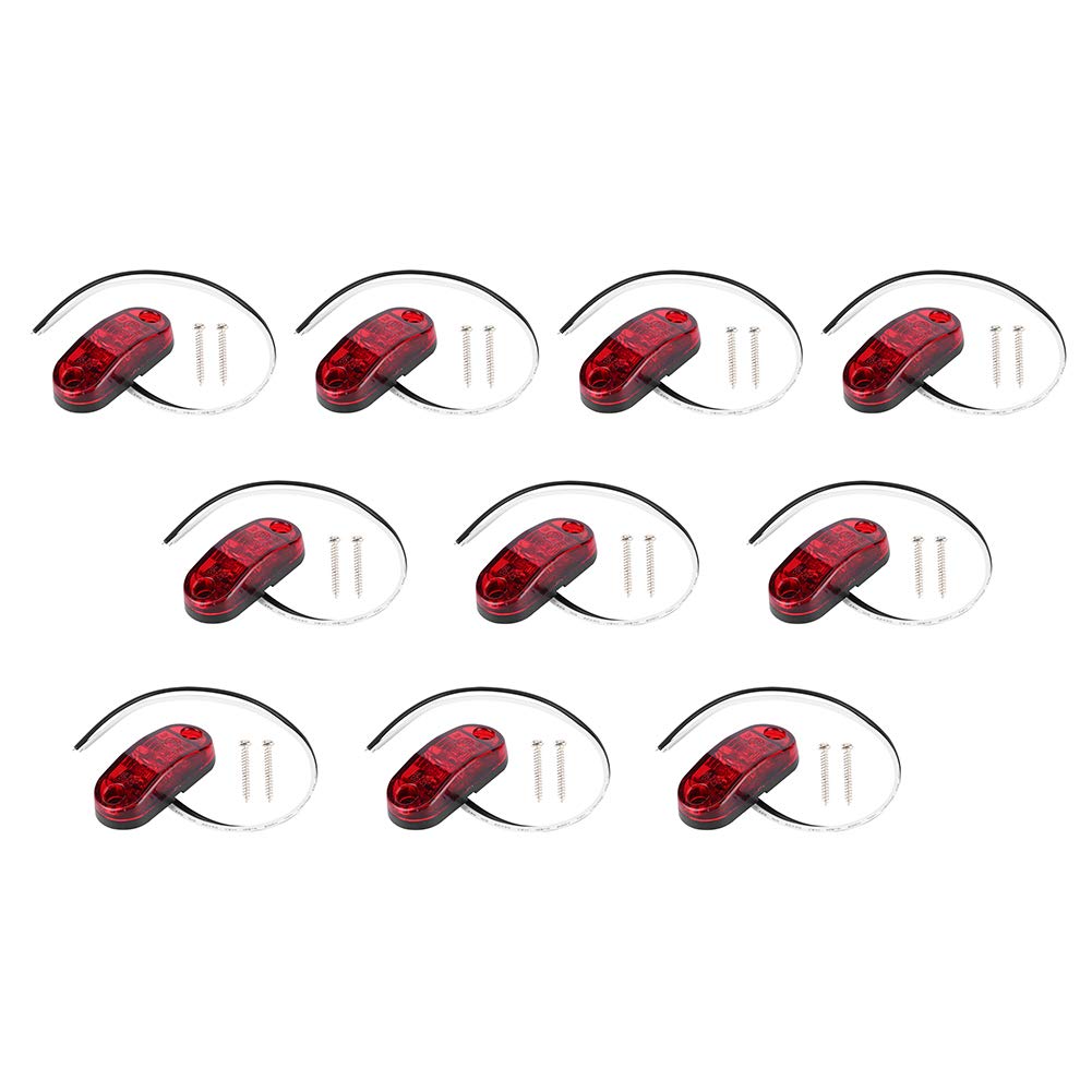10Pcs 2.5in Red LED Oval Side Marker Lights - Super Bright Waterproof Surface Mount Lights for Cars, Trailers, Trucks | Perfect for Night Driving & Vehicle Safety Enhancement