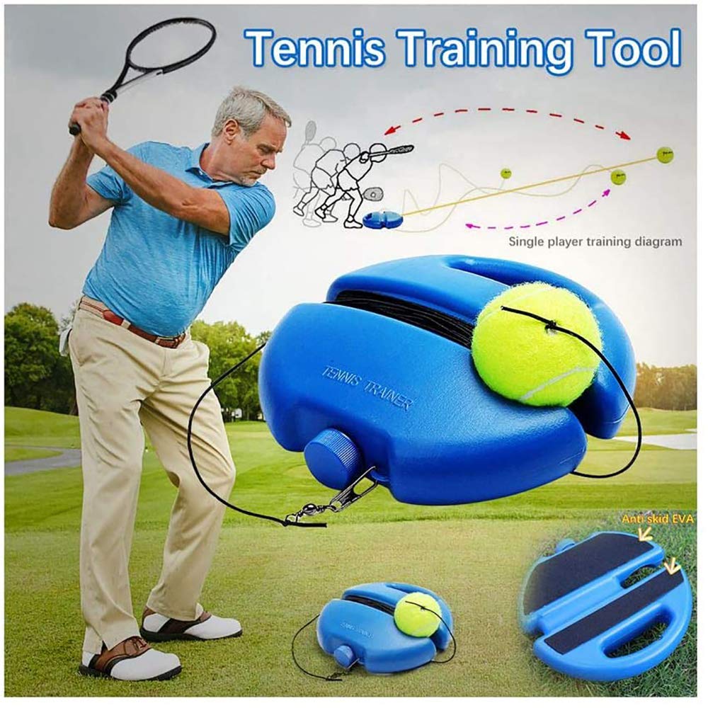 Tennis Training Equipment Set - Tennis Coach Trainer with Anti-Slip Base & 2 Balls | Perfect for Backboard Practice, Solo Drills & Tennis Lessons