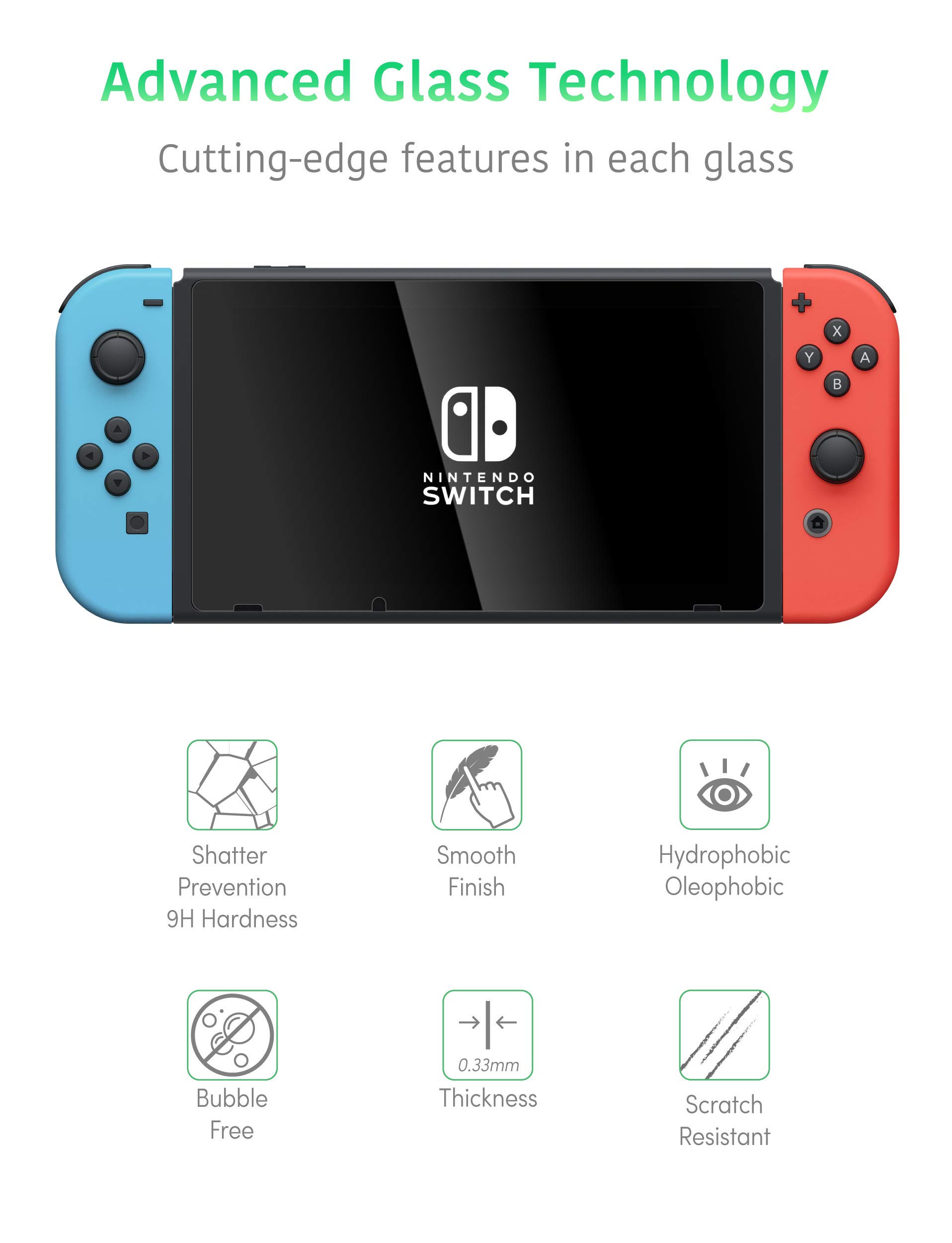 Nintendo Switch Joy-Con & Pro Controller Charging Dock with Screen Protector - Fast Charging Station for Switch Accessories - Perfect for Gaming at Home or On the Go