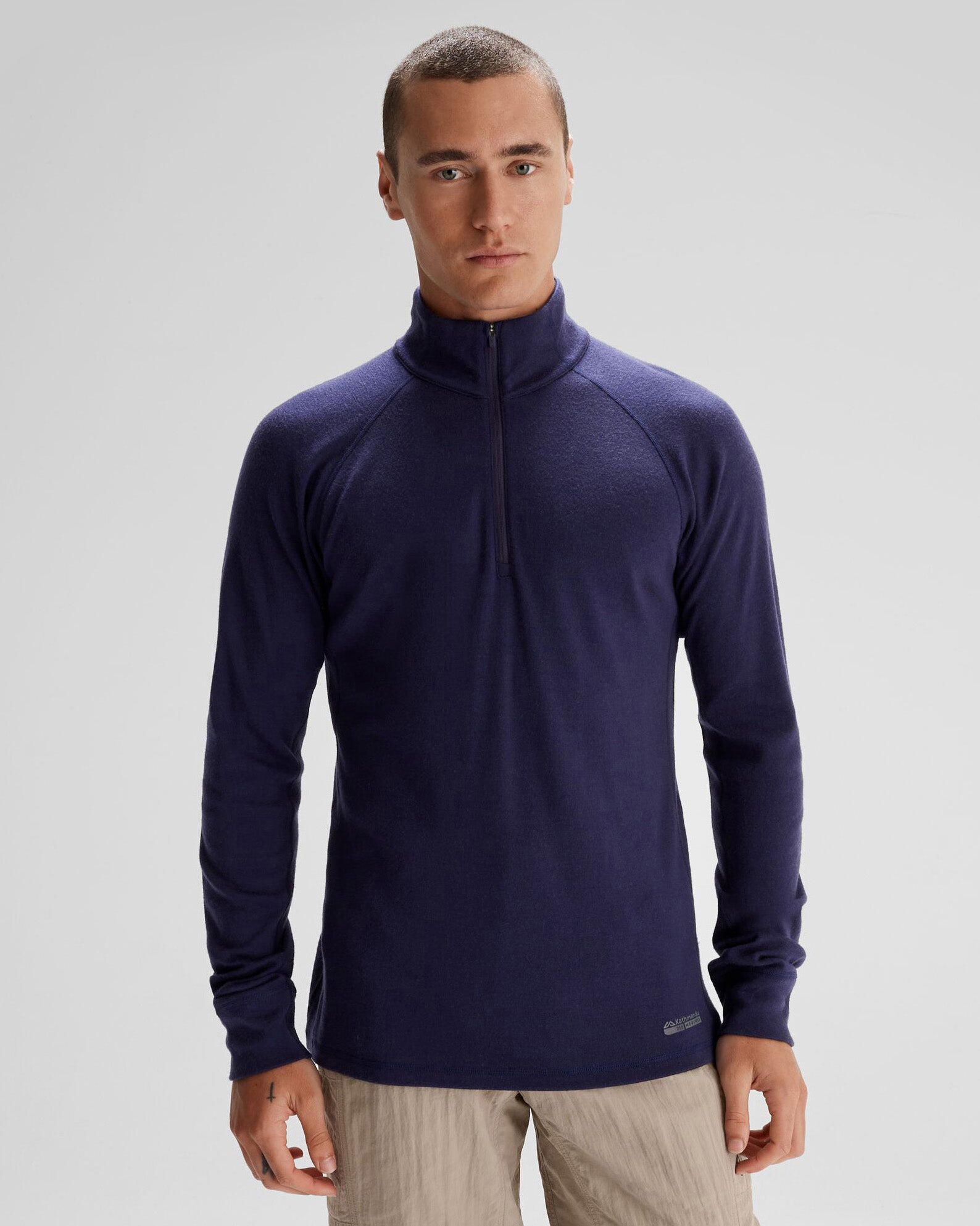 Men's K Merino 250 Quarter Zip Long Sleeve Base Layer - Dark Horizon - Warm & Breathable Thermal Shirt for Hiking, Skiing & Outdoor Activities
