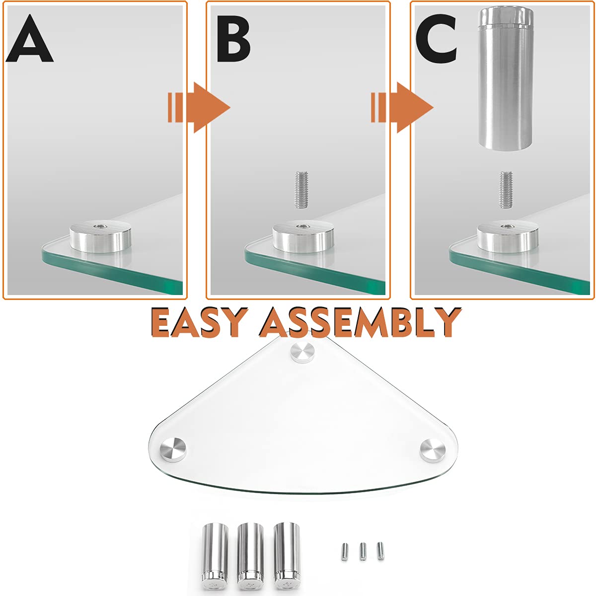 Hemudu Clear Glass Monitor Stand - Universal Triangle Corner Riser for Computer Monitor & Laptop (HD01T-003) - Perfect for Home Office, Gaming Setup & Workspace Organization