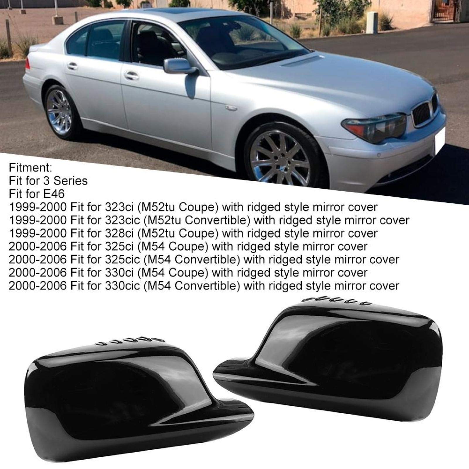 Yctze 51167074236 51167074235 Side Mirror Cover Replacement for BMW E46 323Ci 325Ci 328Ci - Left+Right Rearview Mirror Housing Shell (Pair) - Perfect for Car Exterior Upgrade & Mirror Protection