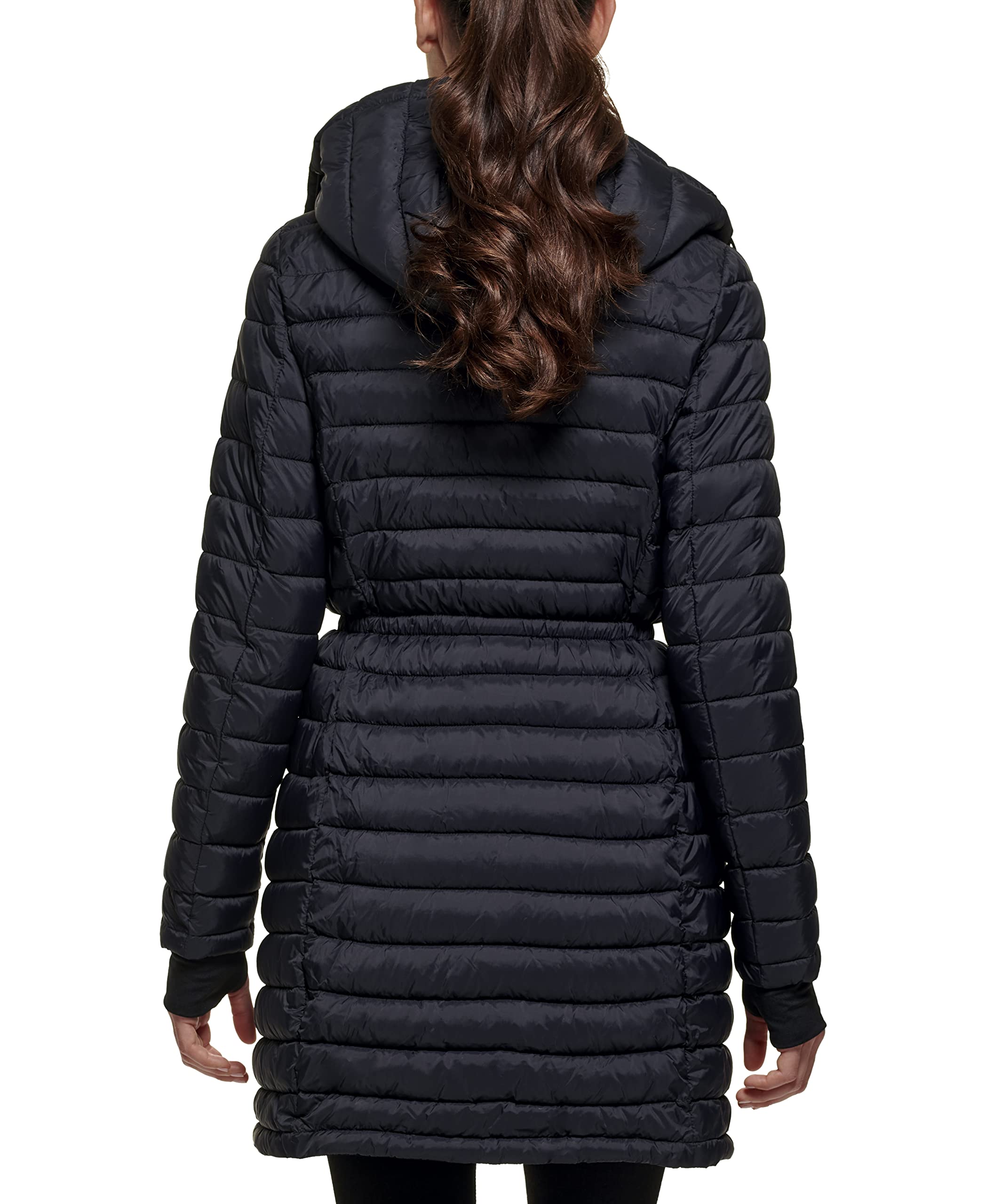 DKNY Women's Long Quilted Puffer Jacket - Winter Warm Coat, Water-Resistant Down Parka for Cold Weather, Fashionable Outerwear for Everyday Wear & Outdoor Activities