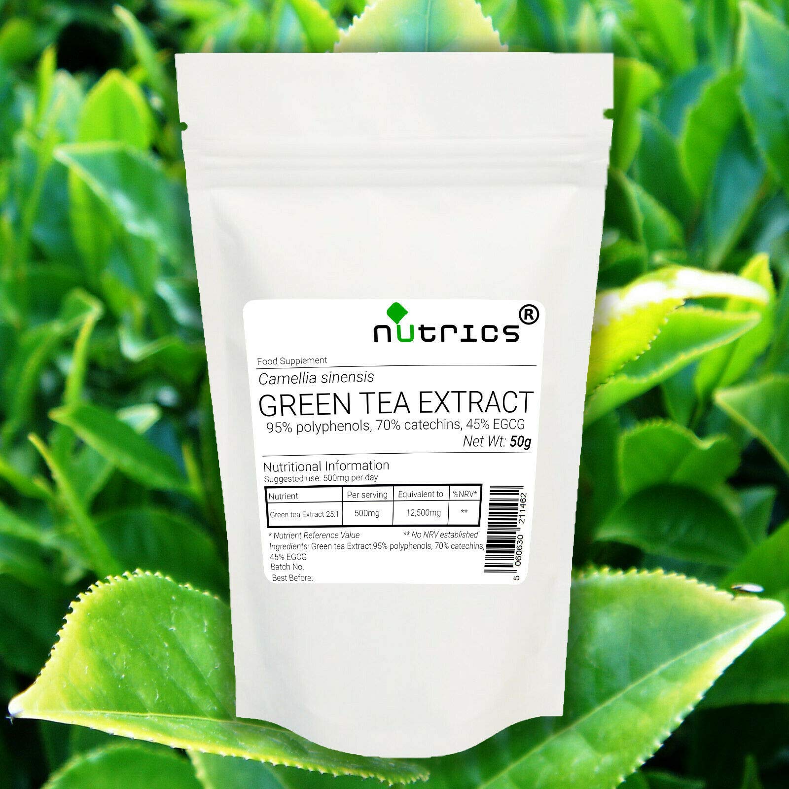 Nutrics® 25:1 Green Tea Extract Powder 1000g (1KG) | 95% Polyphenols, 70% Catechins, 45% EGCG | Premium Antioxidant Supplement for Weight Loss & Detox | Perfect for Tea Lovers & Health Enthusiasts