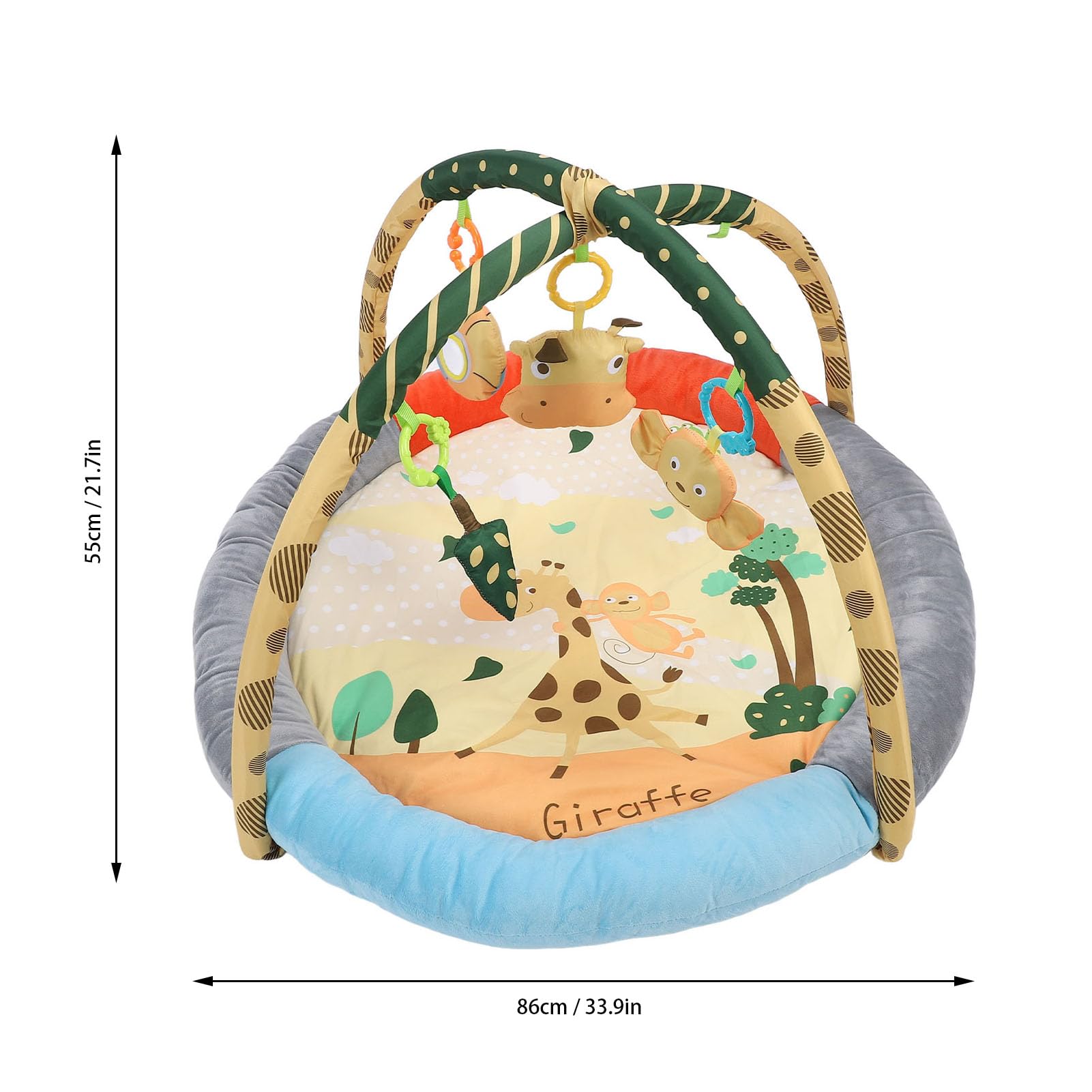 Soft Cotton Plush Baby Play Gym & Activity Mat with Pendant Toys - Breathable Tummy Time Mat for Infants, Round Shape with Raised Edges - Perfect for Newborn Development & Playtime