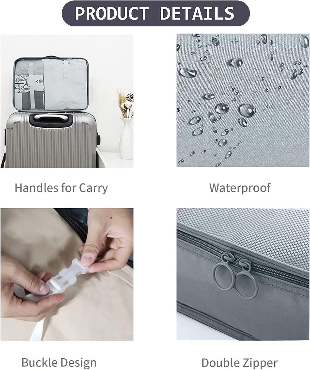 AVENUX 8-Piece Travel Organizer Set - Lightweight Packing Cubes with Laundry Bag & Toiletry Bag for Luggage Organization (Grey) - Perfect for Business Trips, Vacations & Family Travel