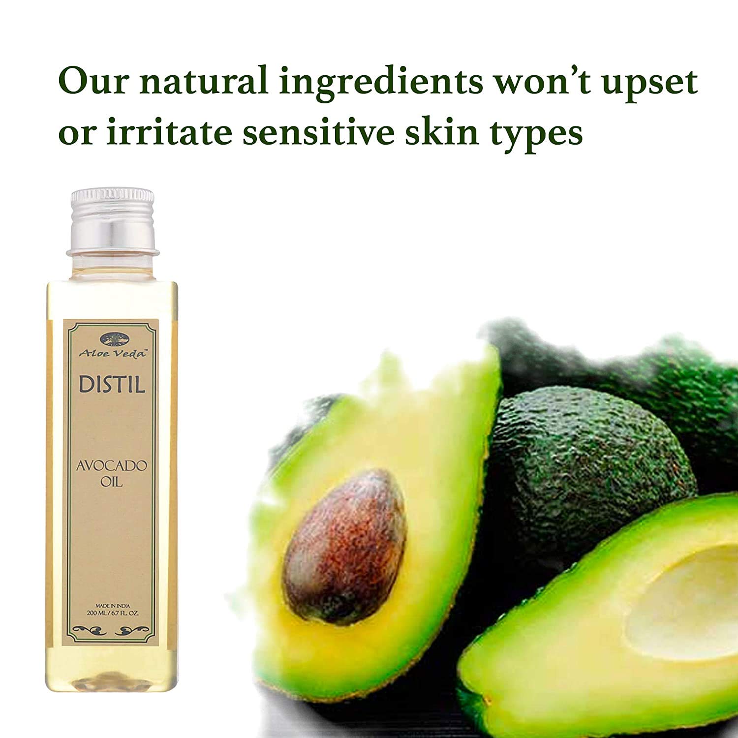 Organic Cold-Pressed Avocado Oil for Skin & Hair - 100% Pure Natural Body Massage Oil & Moisturizer for Dry Skin, Face & Scalp (200ml) - Hydrating Treatment for Massage, Hair Care & Skin Nourishment