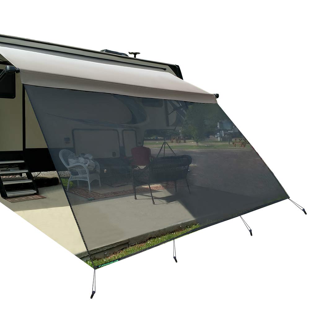 Leaveshade RV Awning Sun Shade Screen 10' X 13' 3'' - UV Protection Mesh Sunshade for 14' Awning, Blocks Glare & Heat - Perfect for Motorhome, Camping Trailer, Outdoor Travel - Durable Black Mesh with 3-Year Warranty