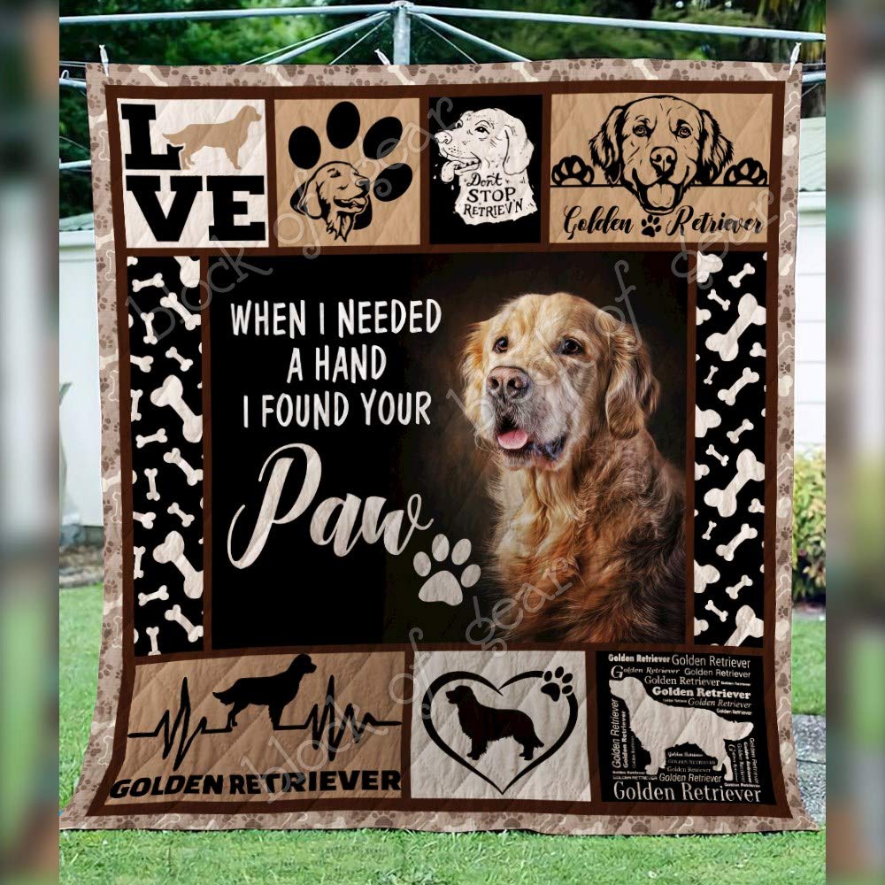 Golden Retriever Queen Quilt THH1099 - Reversible Cotton All-Season Comforter for King/Queen/Twin Size | Best Decorative Dog Lover Gift | Perfect for Bedroom Decor, Housewarming & Cozy Pet-Themed Home