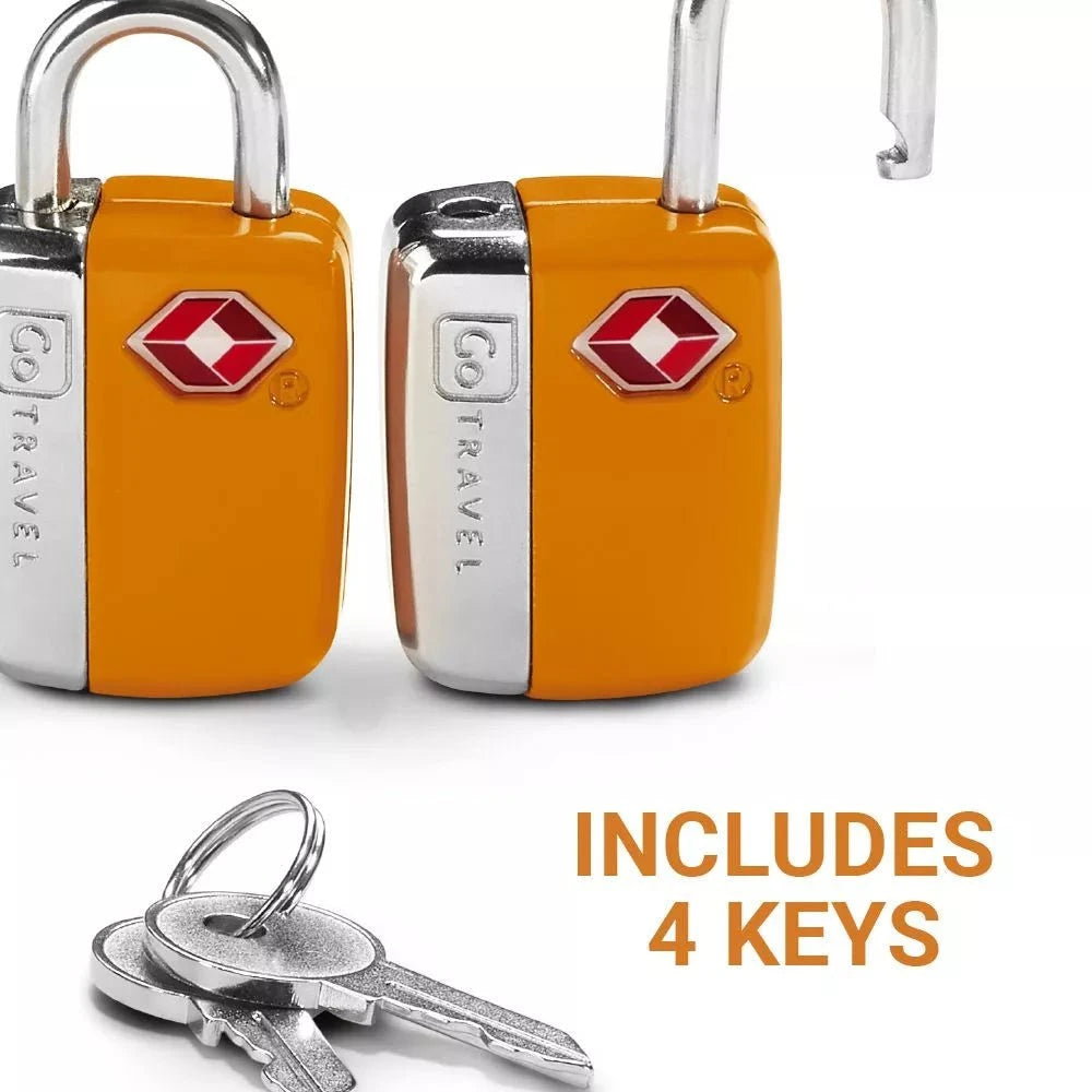 TSA Approved Go Travel Key Lock Twin Padlocks - Secure Luggage for Air Travel & Backpacking