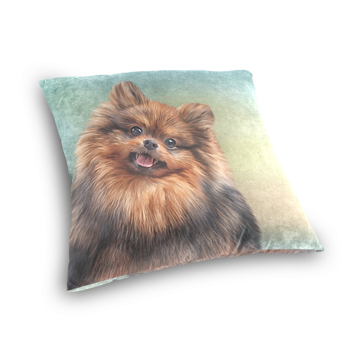 German Shepherd Pomeranian Velvet Plush Throw Pillow Cover 18x18 Inch - Soft Floral Dog Pattern Cushion Case with Hidden Zipper for Sofa, Couch, Bed - Perfect for Living Room Decor, Pet Lover Gift, Cozy Home Accessories