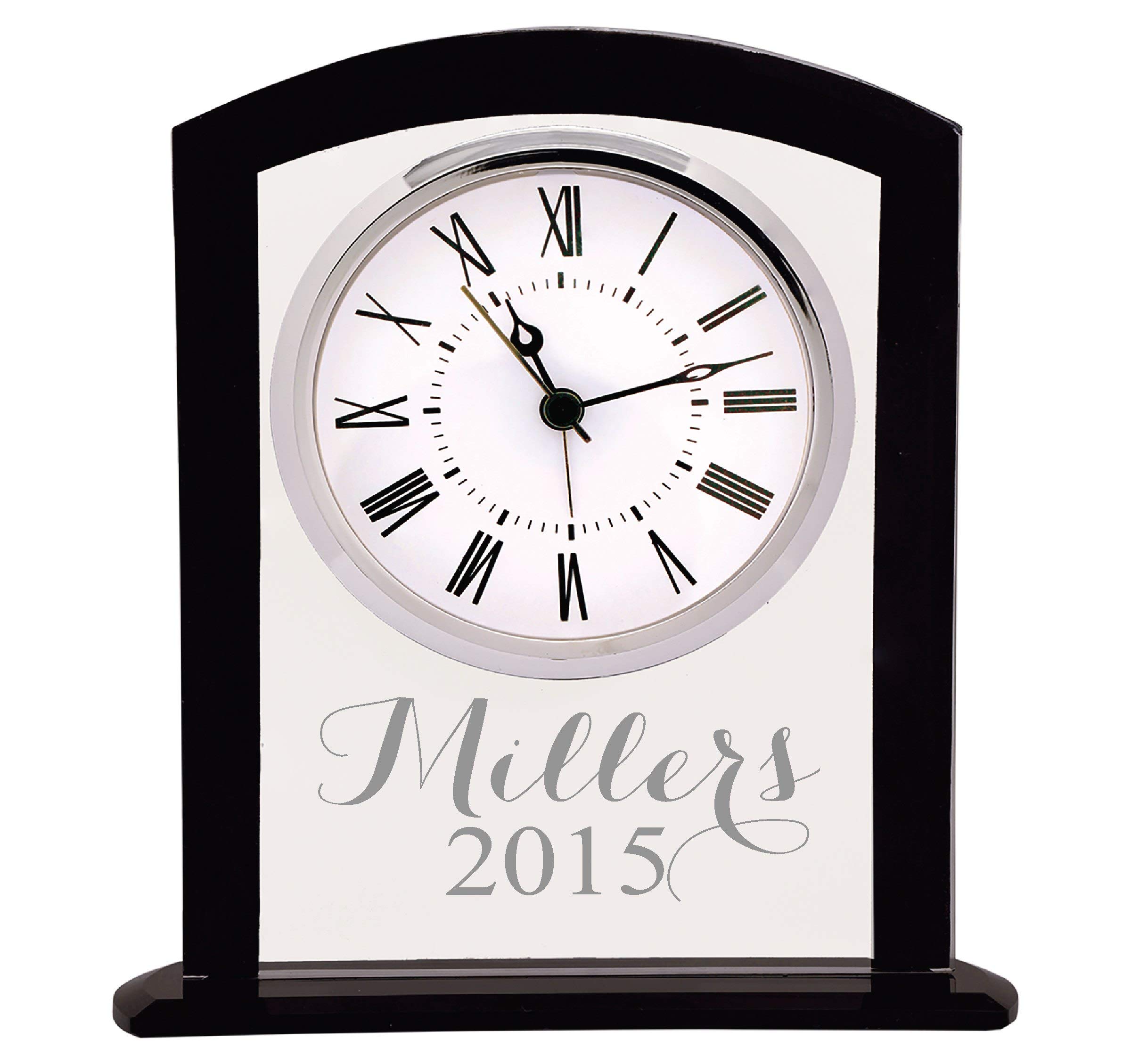 Personalized Engraved Glass Desk Clock - Custom Housewarming, Father's Day, Wedding, Anniversary & Retirement Gift for Dad, Grandfather - Elegant Mantel Clock for Home & Office Decor - PWGCK102