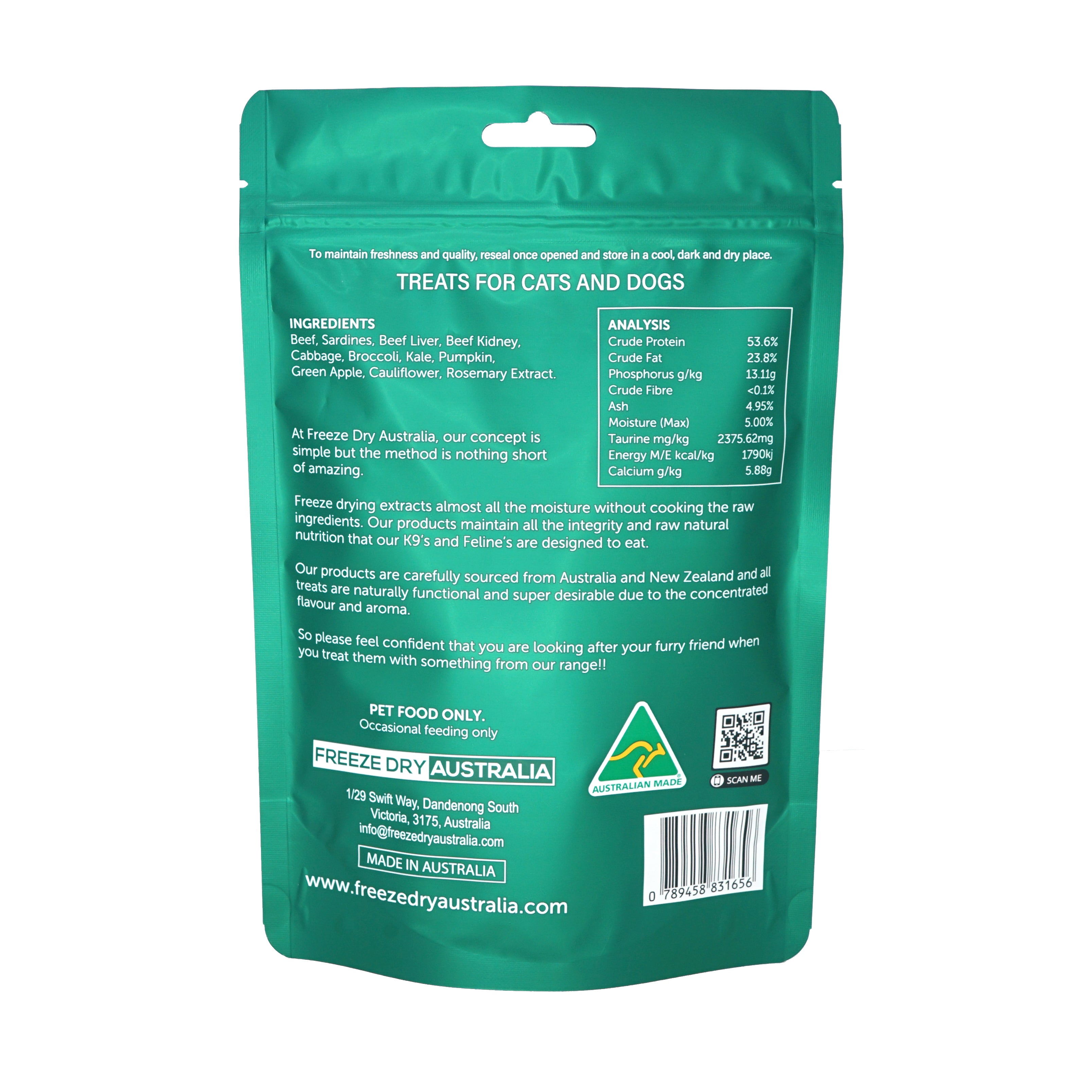 Freeze Dried Australia Beef & Sardine Balls - Natural Dog & Cat Treats, 100g - High Protein Snacks for Training, Rewards & Dental Health