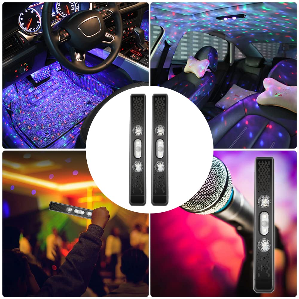 1797 Wireless LED Interior Car Lights Kit - RGB Ambient Atmosphere Neon Accent with Auto Sensor, USB & 12V Power, Magnetic Strip, Music Sync (2PCS) - Perfect for Car Roof, Ceiling, Footwell & Hood Decoration