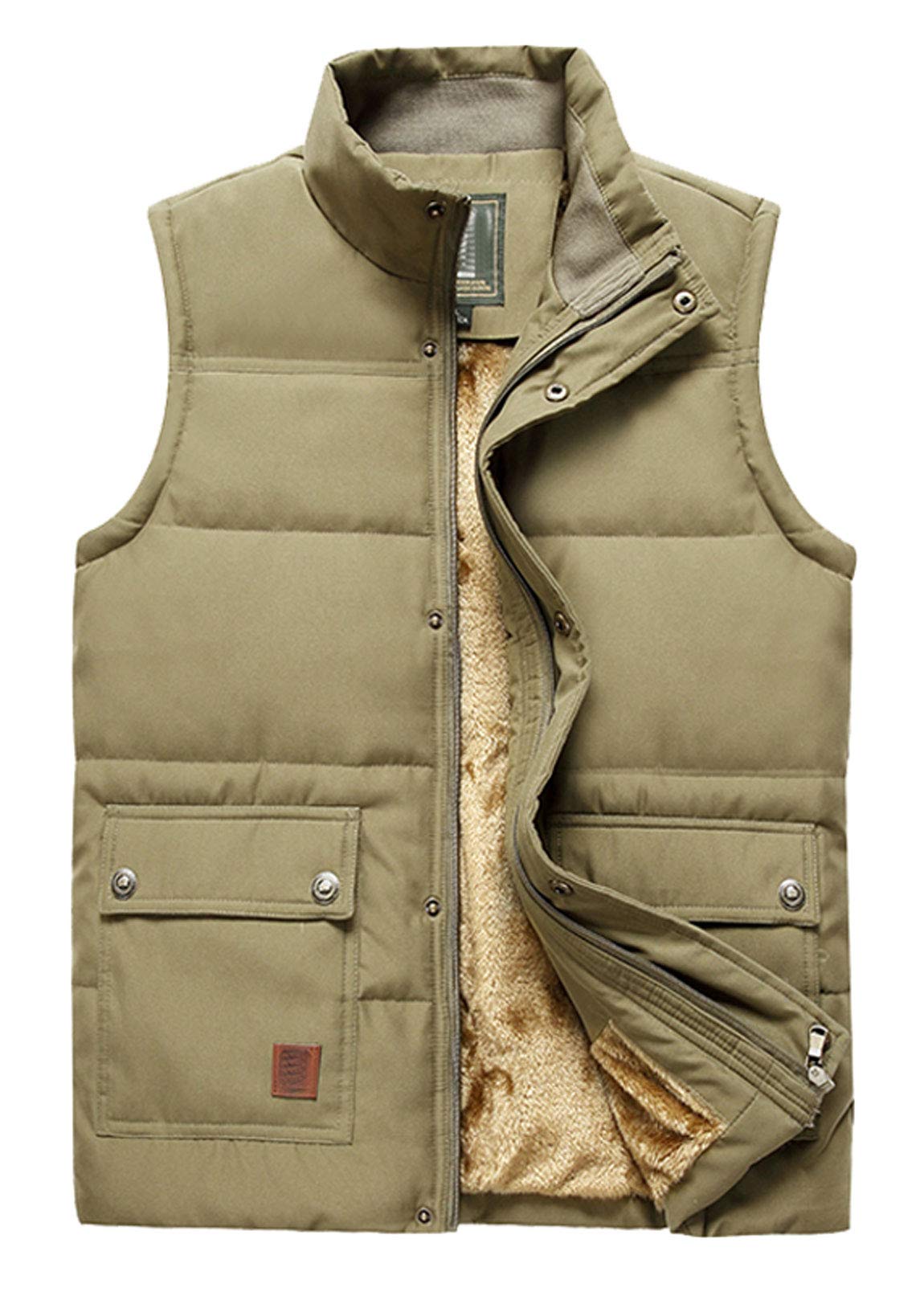 HOW'ON Men's Fleece Vest - Winter Warm Puffer Vest Sleeveless Jacket for Outdoor Activities, Hiking & Casual Wear