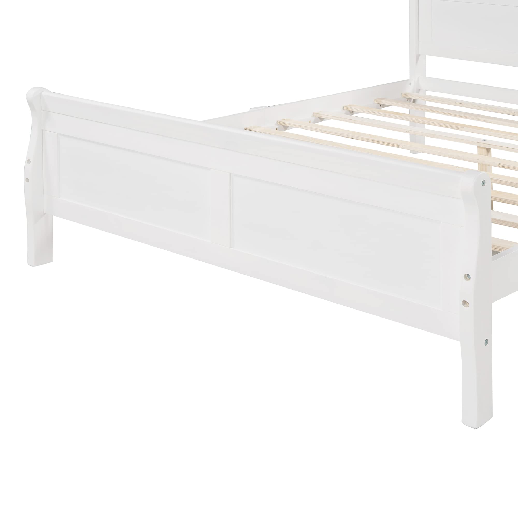 P PURLOVE Solid Wood Queen Size Bed Frame with Headboard & Footboard - Sleigh Style Platform Bed, No Box Spring Needed, Espresso Finish - Perfect for Master Bedroom, Guest Room & Modern Farmhouse Decor