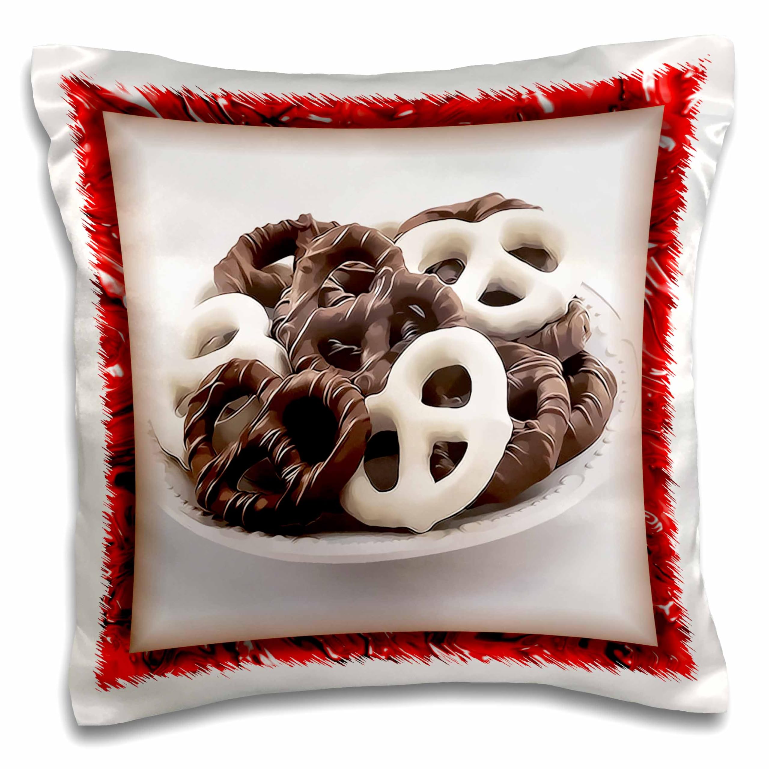 3dRose Chocolate Pretzels Decorative Pillow Cover 16x16 Inch - Soft & Stylish Home Decor for Living Room, Bedroom, or Dorm