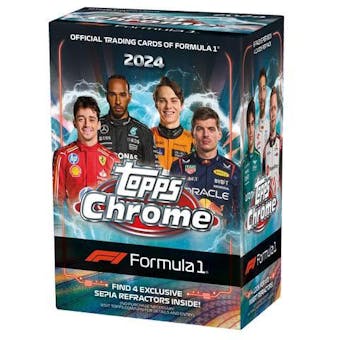 2024 Topps Chrome F1 Formula 1 Racing Cards - 6 Pack Blaster Box with Exclusive Inserts | Perfect for Collectors, Fans & Fantasy Sports Enthusiasts