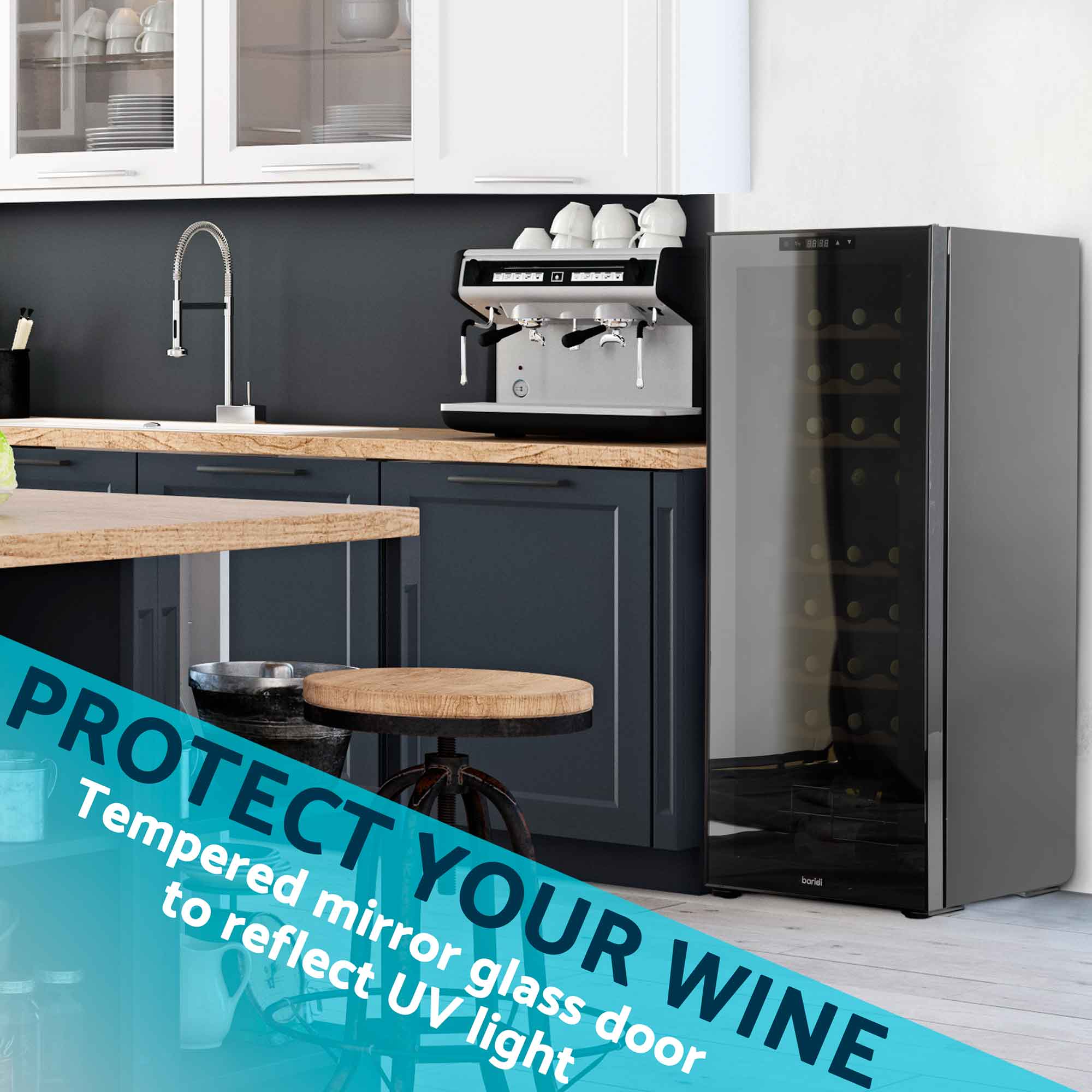 36 Bottle Dual Zone Wine Cooler Refrigerator with Touch Controls, Wooden Shelves & LED Display - Perfect for Home Bars, Restaurants, and Wine Cellars - Baridi DH91