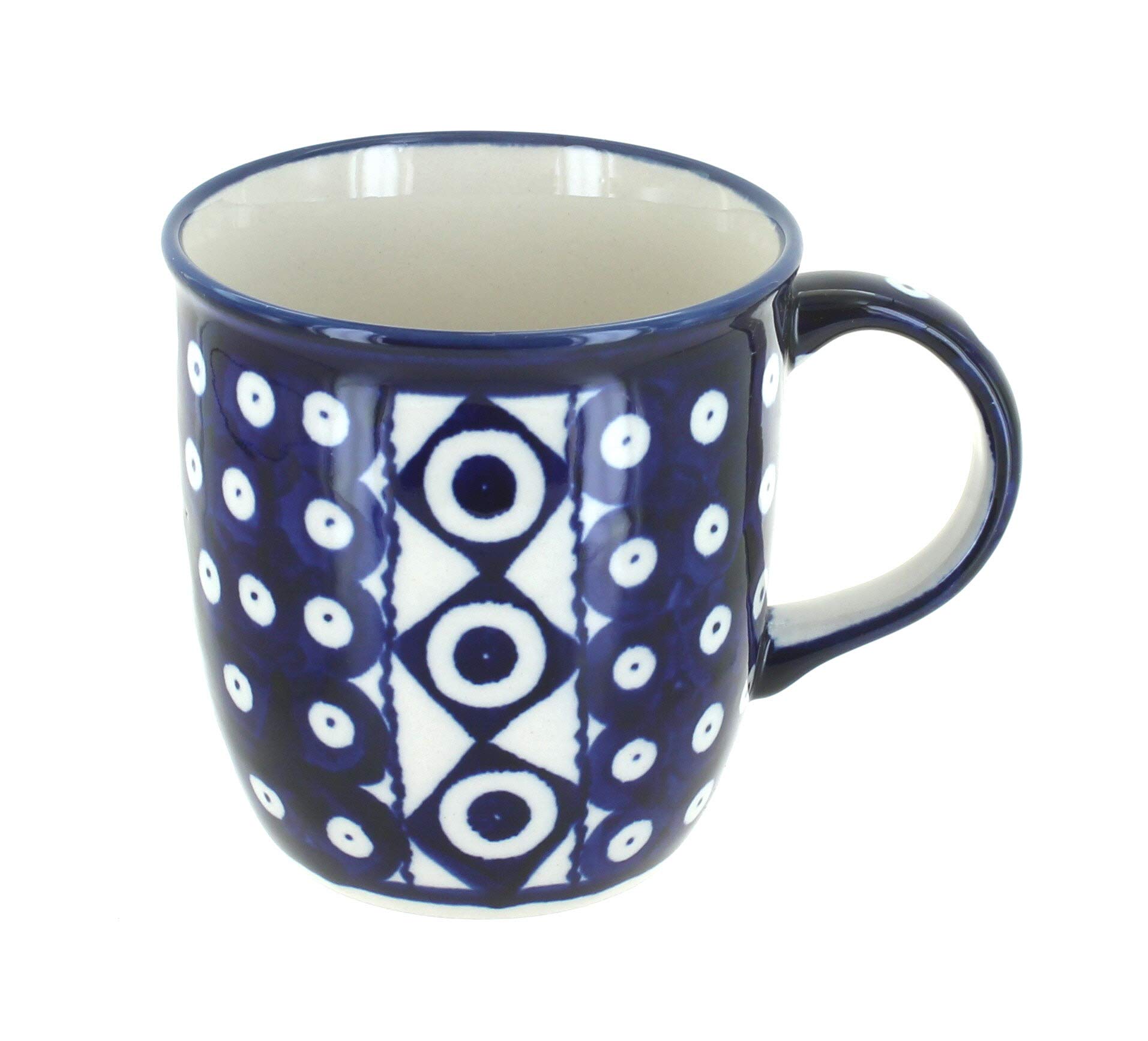Blue Rose Polish Pottery Xena Plain Coffee Mug - Handmade Ceramic Tea Cup for Home, Office & Gifts - Perfect for Morning Coffee, Afternoon Tea & Cozy Moments