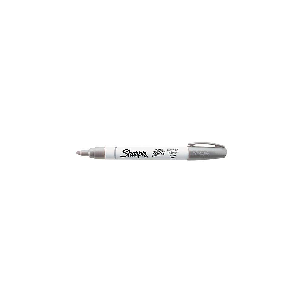 Sharpie® Permanent Paint Marker - Medium Point Silver Ink for Metal, Glass, Plastic & Wood - Ideal for DIY Crafts, Labeling, and Industrial Use