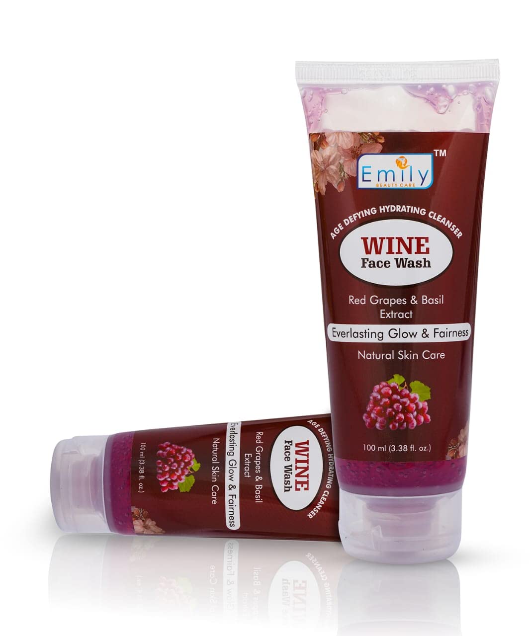 Emily Wine Facial Cleanser - Anti-Aging Face Wash for Women & Men | Hydrates Skin, Boosts Elasticity, Reduces Wrinkles | 100ml | Perfect for Daily Skincare Routine & Travel