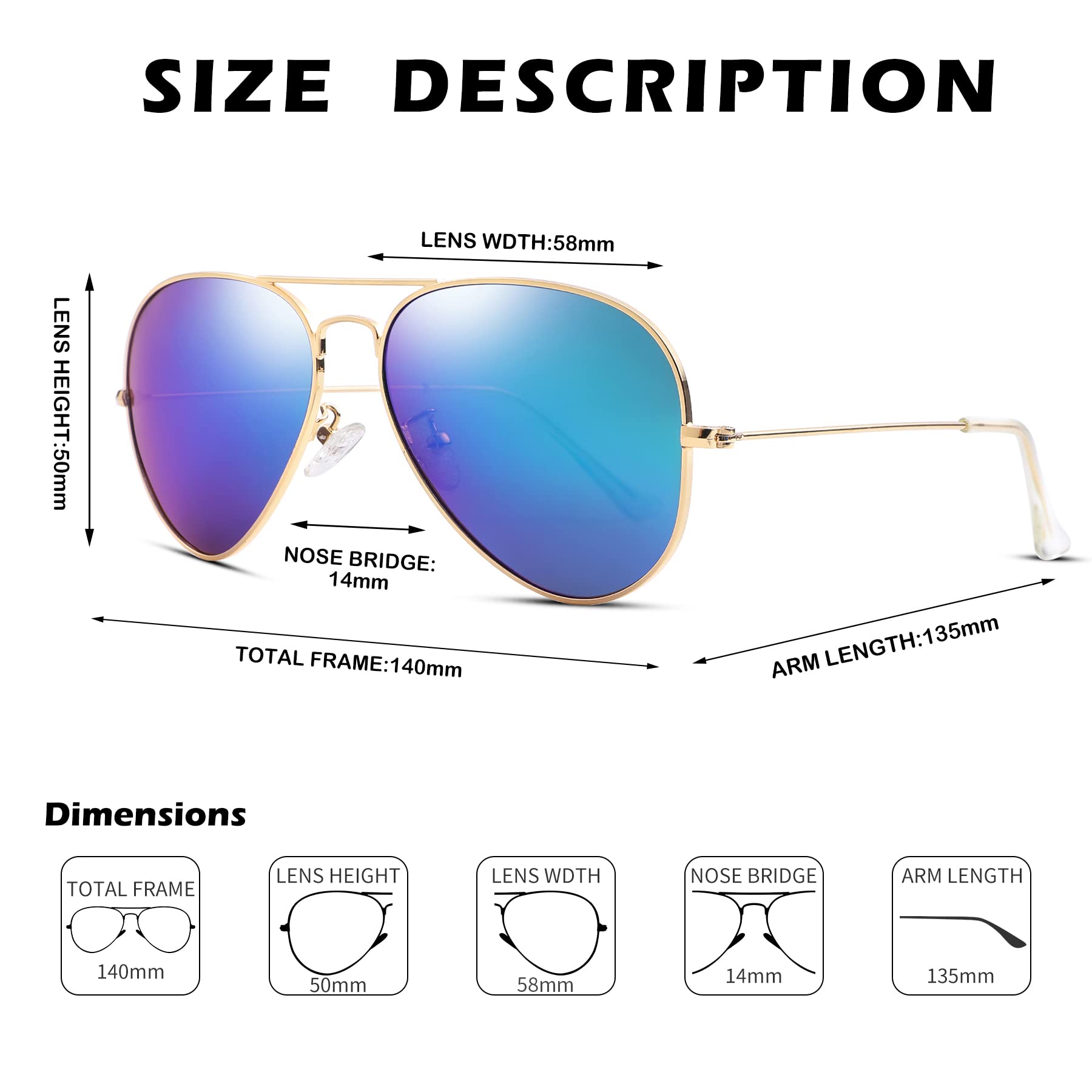 Pro Acme Aviator Sunglasses for Men & Women - Classic Polarized Lenses with UV400 Protection - Perfect for Driving, Travel & Outdoor Activities