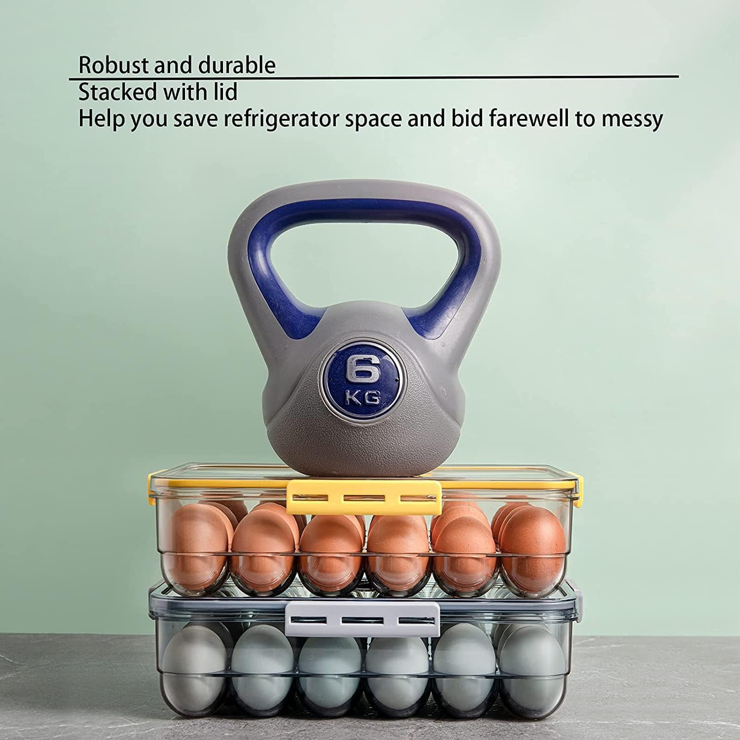 Bosig® 18-Grid Clear Plastic Egg Organizer Box with Lid - Stackable Egg Storage Container, Portable Egg Case & Holder for Kitchen, Fridge, Camping, and Travel