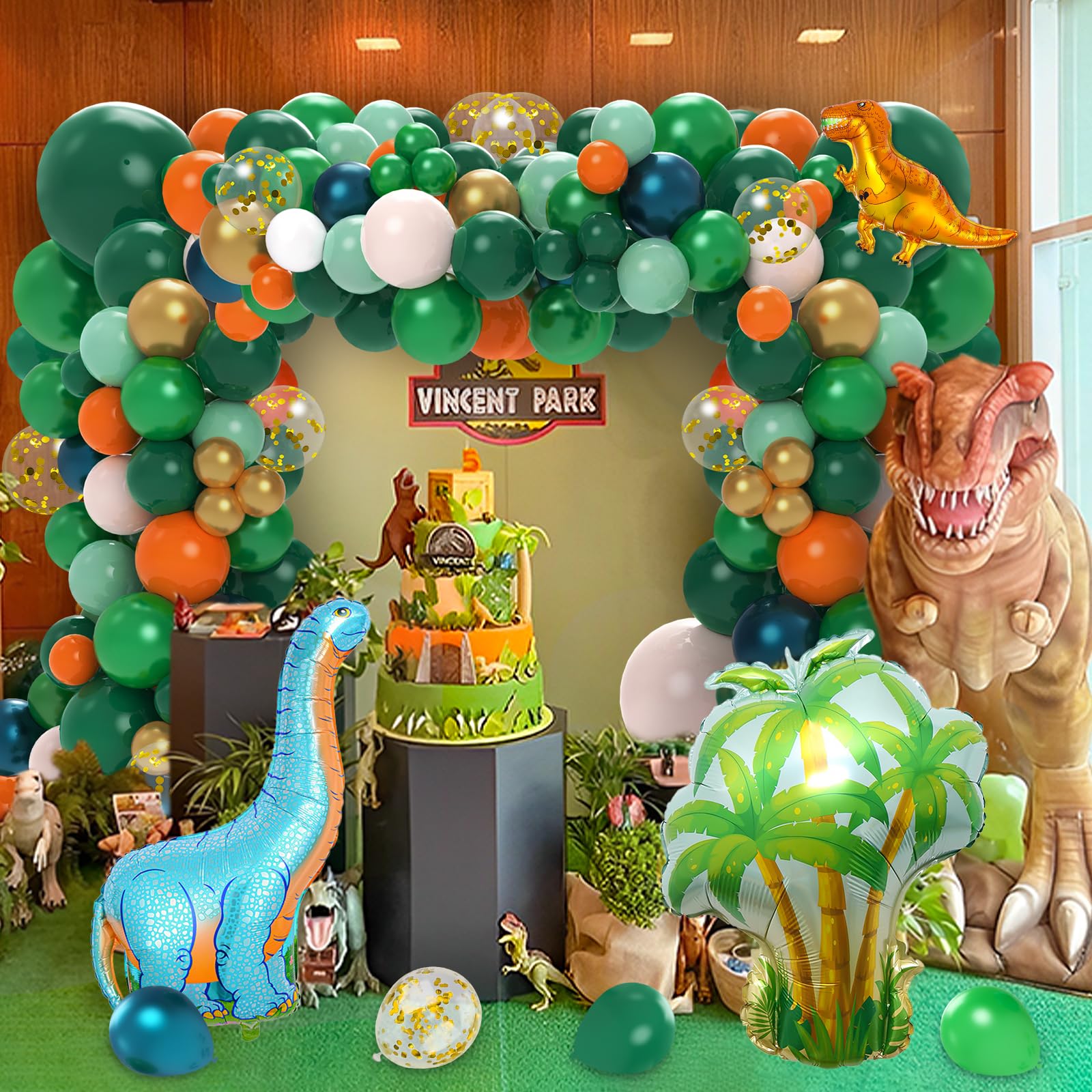 Dinosaur Birthday Party Decorations Kit - 113pcs Dino Themed Party Supplies with Balloons, Happy Birthday Banner & Backdrop for Boys Kids Baby Shower - Perfect for Jurassic Themed Birthday Parties & Dinosaur Lover Events