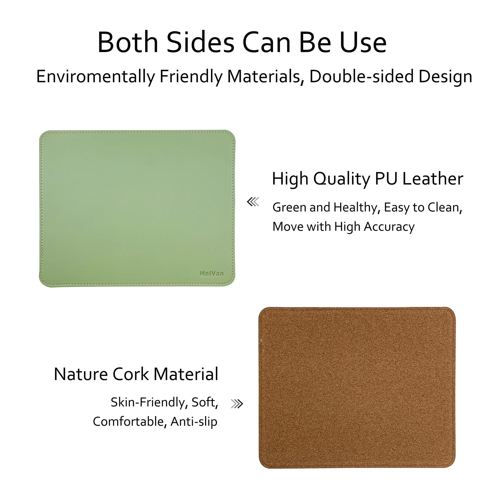 Premium PU Leather Mouse Pad with Stitched Edge - Wood Grain Design, Waterproof & Non-Slip Gaming Mouse Mat for Computer, Laptop, Office & Home Use - 10.2