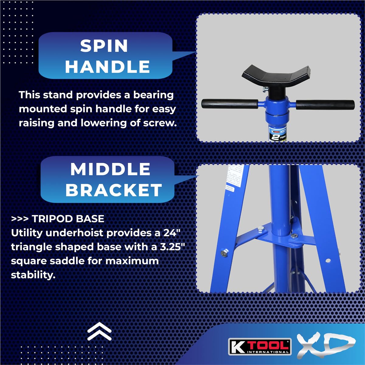 K Tool International XD61002 2 Ton Heavy Duty Automotive Tripod Stand - 4,000lb Capacity, Adjustable 49