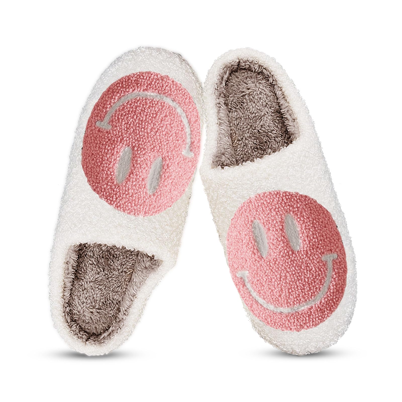 Beishani Happy Face Slippers for Women - Retro Smiley Plush House Shoes - Soft & Warm Indoor/Outdoor Slip-On Slippers - Perfect for Lounge, Dorm, Spa & Home Comfort