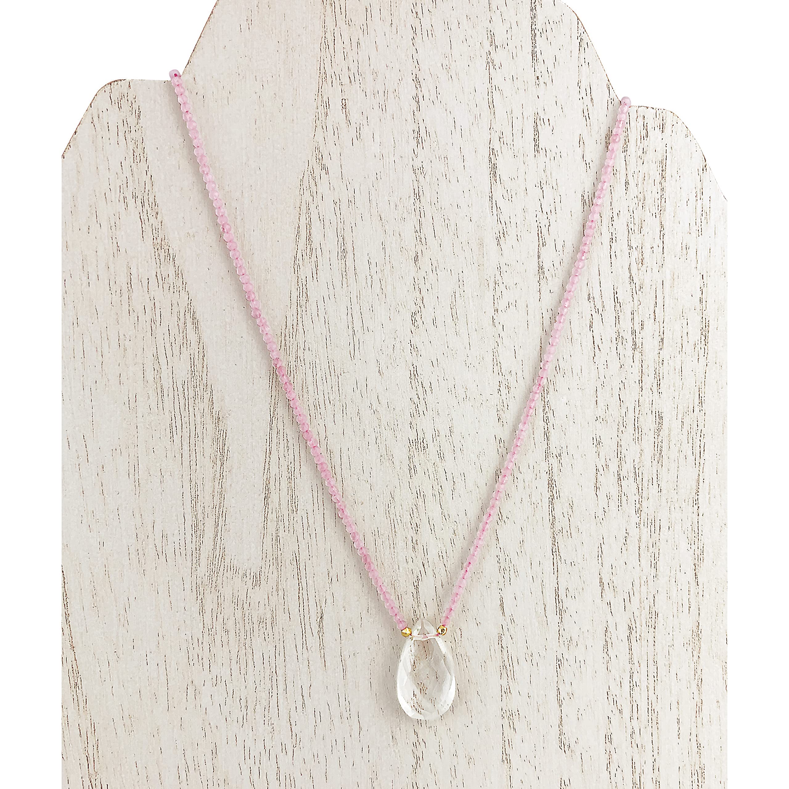 American Coin Treasures Crystal Pendant & Rose Quartz Bead Necklace - Elegant Jewelry Gift for Women, Birthday, Anniversary & Special Occasions