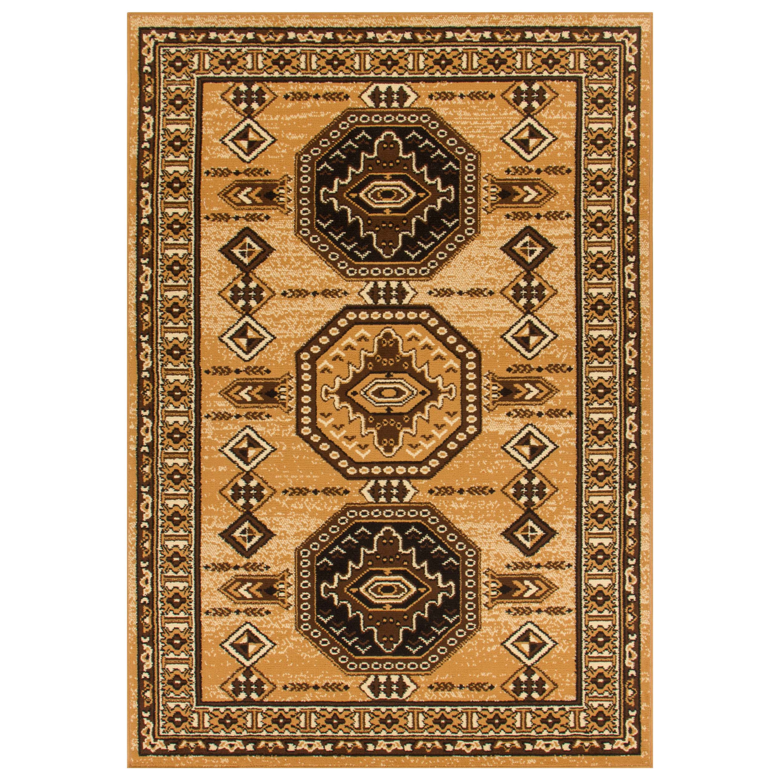 Takeo Aztec Geometric Indoor Area Rug - Non-Slip Bohemian Tribal Design for Living Room, Bedroom & Dorm Decor