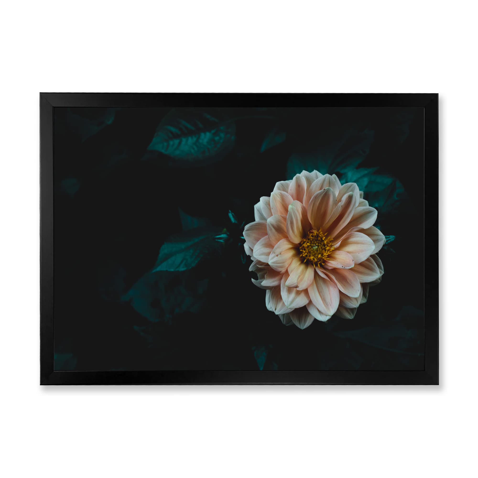 Blooming Yellow Flower Evening Garden Traditional Framed Wall Art - Perfect for Living Room, Bedroom & Office Decor