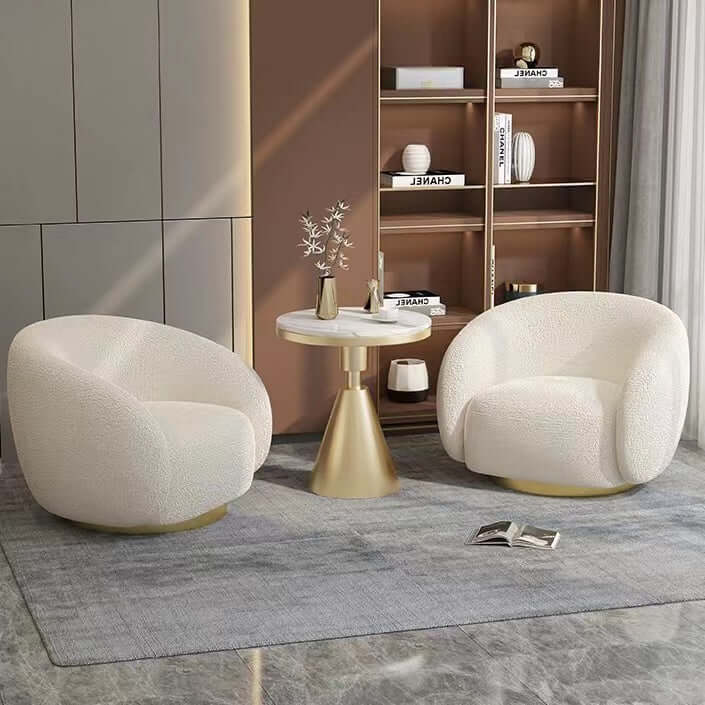 White Boucle Sherpa Lounge Chair with Surrounding Armrests - Cozy Modern Accent Sofa for Living Room, Bedroom & Reading Nook