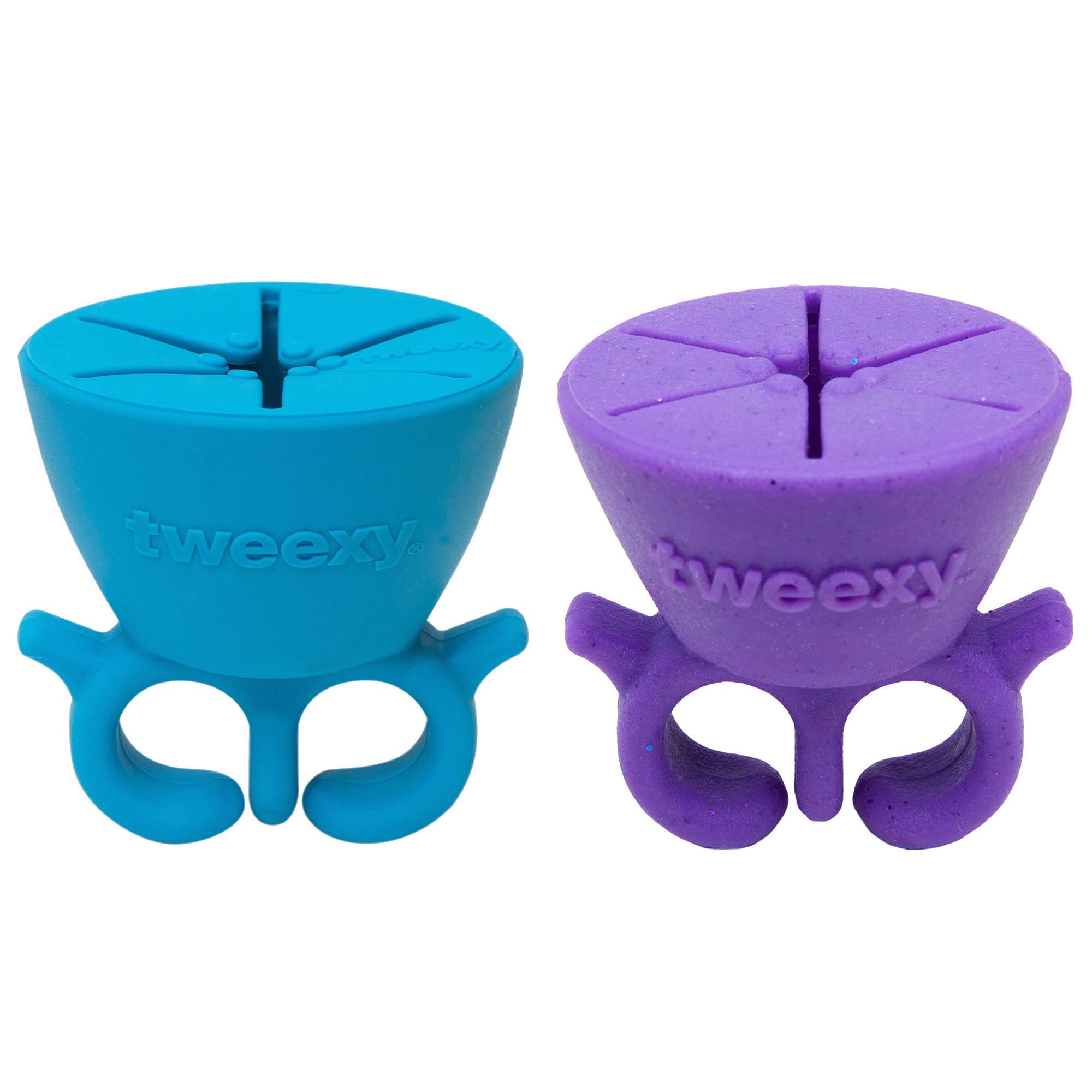 Tweexy 2-Pack Wearable Nail Polish Holders - Beach Glass Blue & Purple for Easy Nail Painting - Perfect for DIY Manicures, Travel & Salon Use