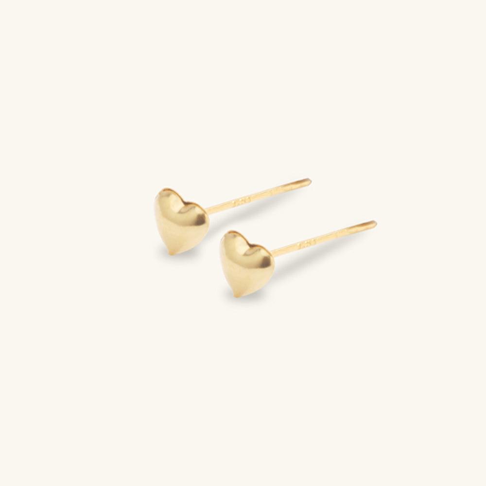Shining Gold Heart Stud Earrings for Women - 14K Gold Plated Cubic Zirconia Earrings - Valentine's Day Gift, Anniversary Present, Romantic Jewelry for Her - Perfect for Date Night, Wedding, Special Occasions