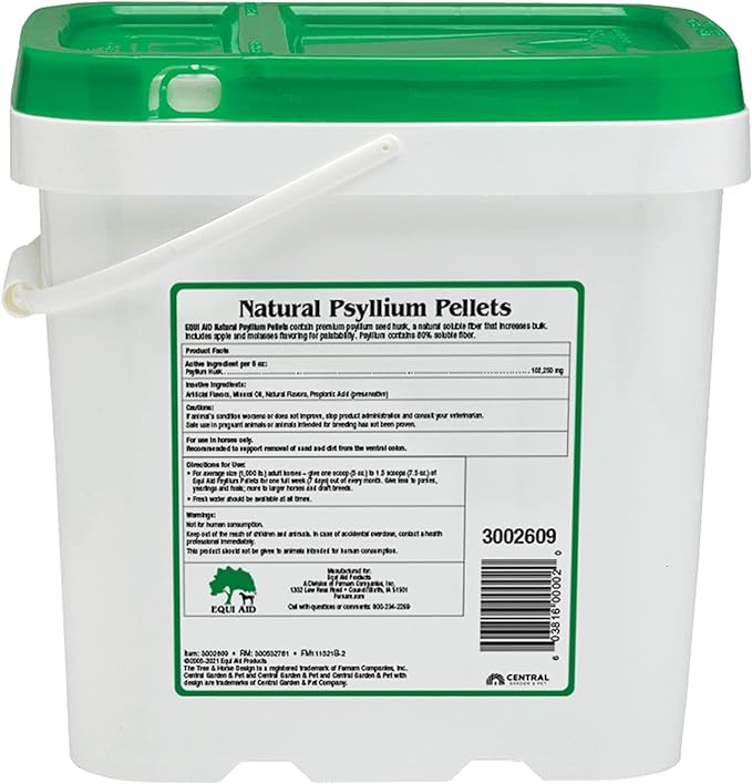 Equi Aid Natural Psyllium Fiber Pellets for Digestive Health - Supports Colon Cleansing & Regularity - Ideal for Weight Management & Gut Health
