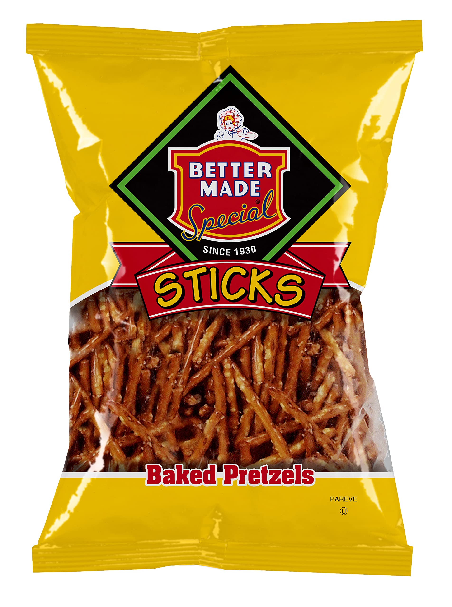 Better Made Baked Pretzel Sticks 15oz (4-Pack) - Crunchy & Salty Healthy Snacks for Adults - Family Owned Bakery - Perfect for Office, Parties & Road Trips