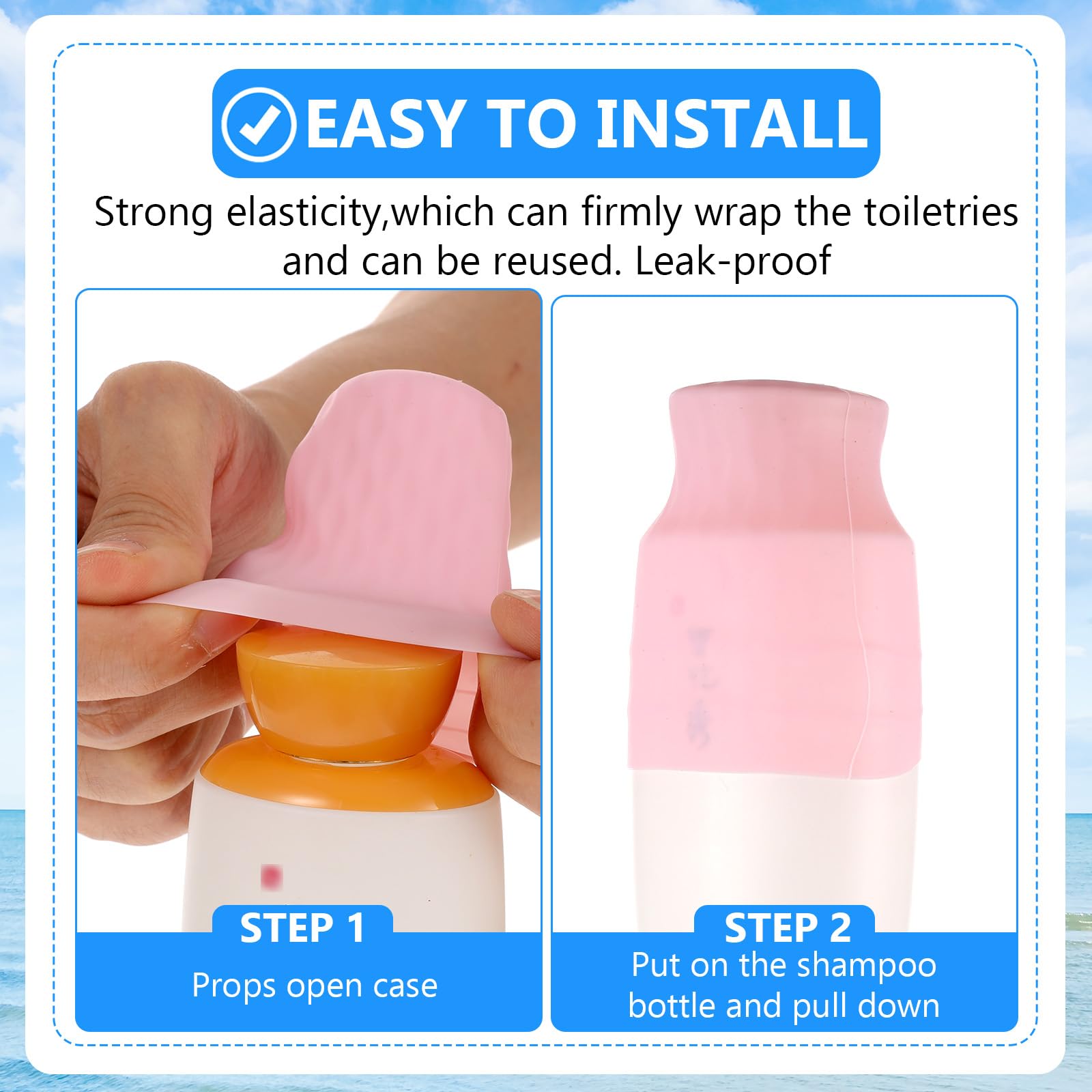 Lusofie 6 Pack Silicone Travel Bottle Covers - Leakproof Elastic Toiletry Caps for Cruise, Airplane & Camping - Universal Fit for Most Travel Size Bottles (Men & Women) | Perfect for TSA Liquids, Shampoo & Cosmetic Containers