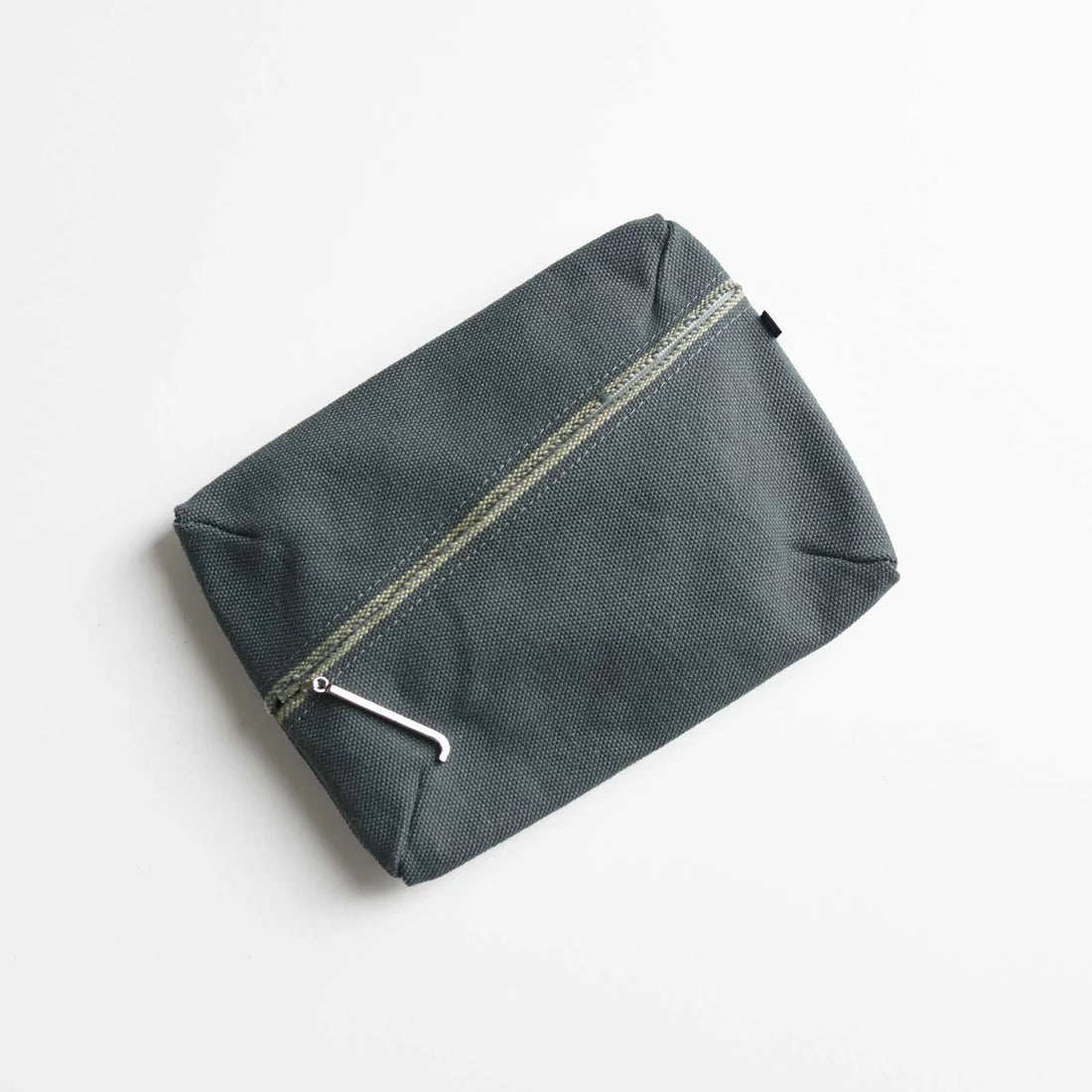 Premium Japanese Kurashiki Hampu Canvas Pouch - Medium Size in Bluish Gray | Durable & Stylish Storage for Travel, Office, and Everyday Essentials