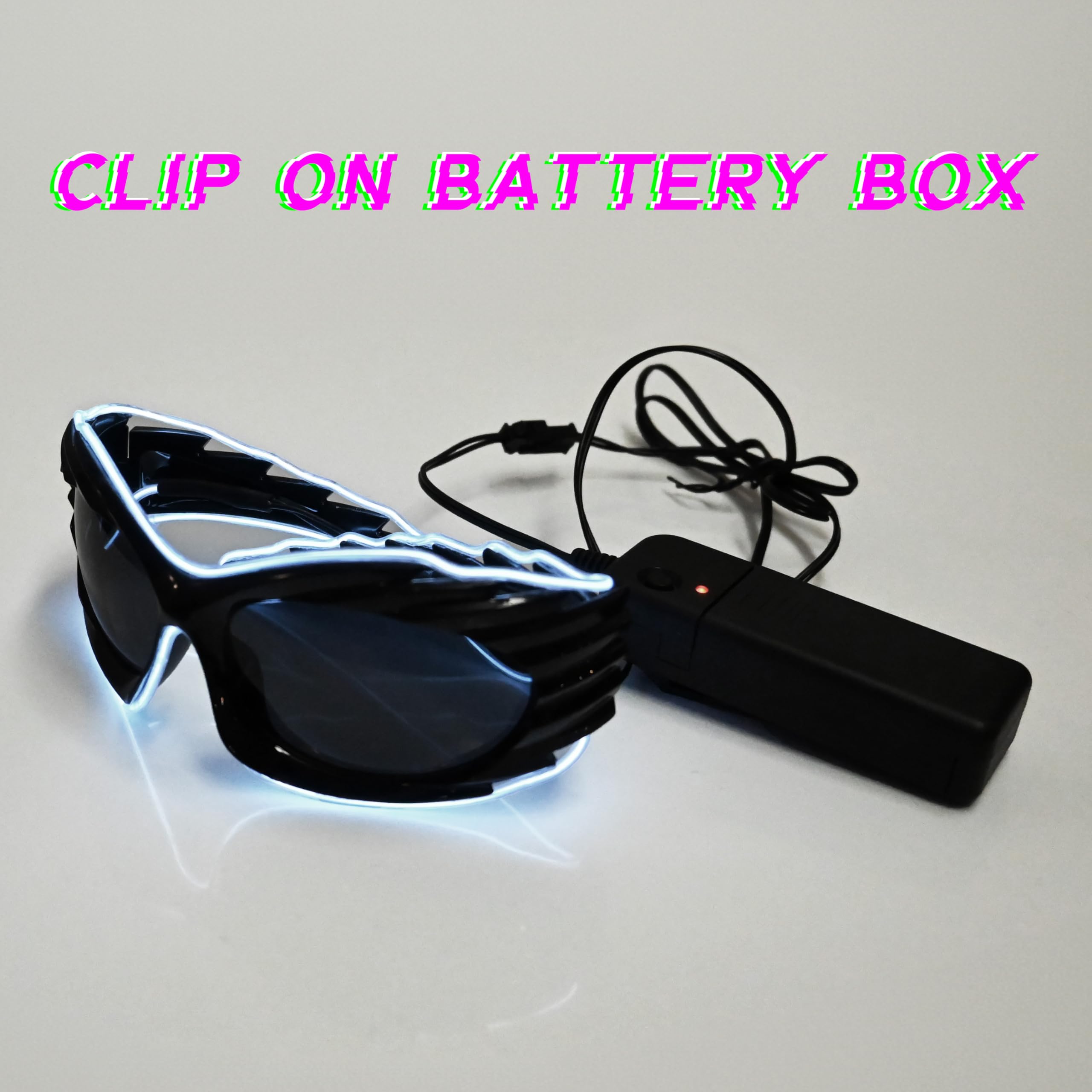 Pixel LED Sunglasses - Y2K Neon Rave Glow Glasses for Festival & Night Party (Blue)