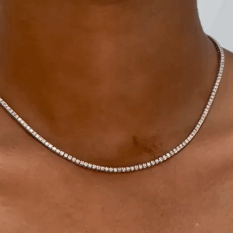 18K Gold Diamond Tennis Necklace (3.30 ct) - 1.6mm 4-Prong Setting with Chain Extender - Italian Crafted Jewelry for Weddings & Special Occasions