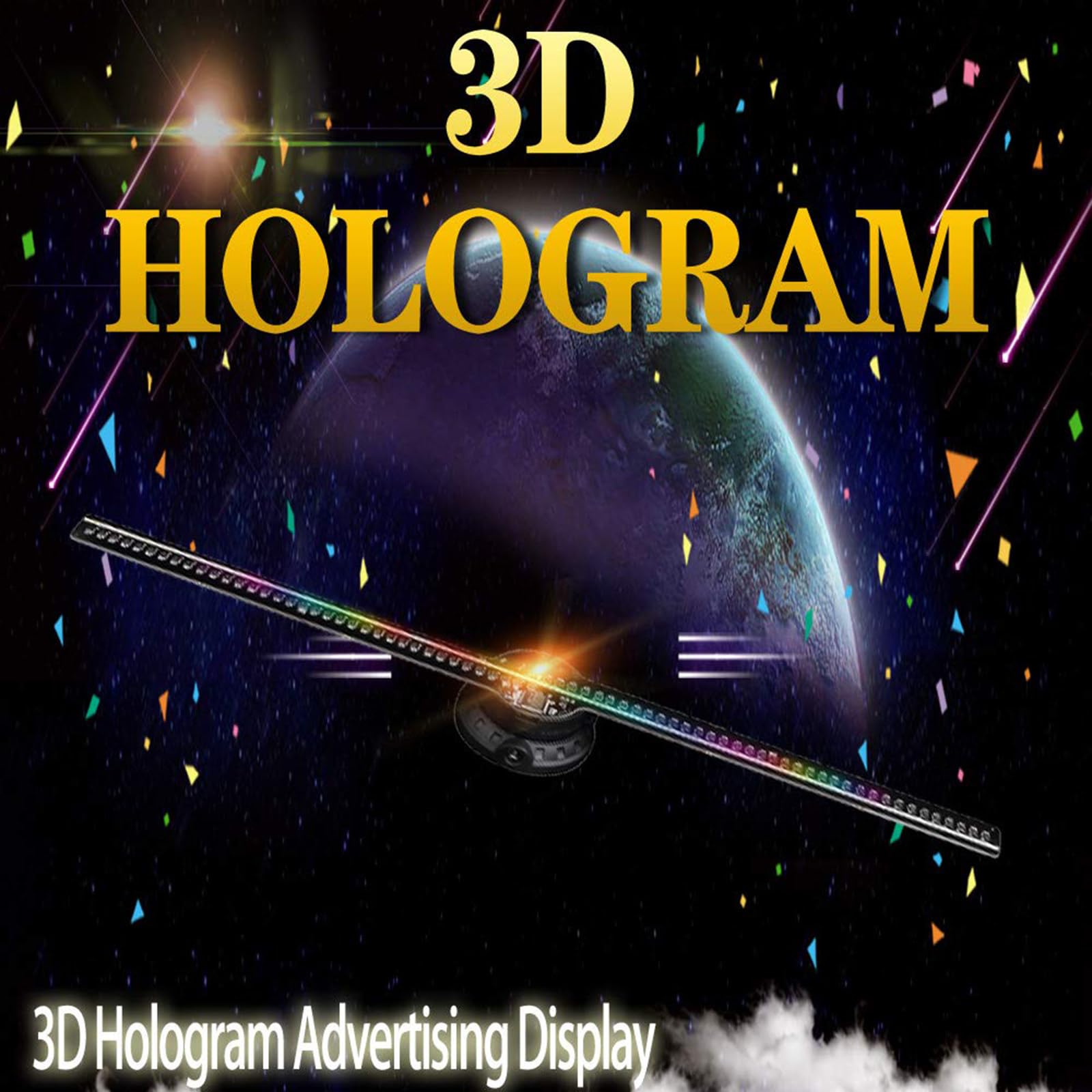 MQL-HDX 43CM 3D Holographic Fan Display - Electric Rotating LED Advertising Light for Business Promotion, Retail Stores & Events - Eye-Catching Hologram Projector for Product Showcase and Brand Marketing