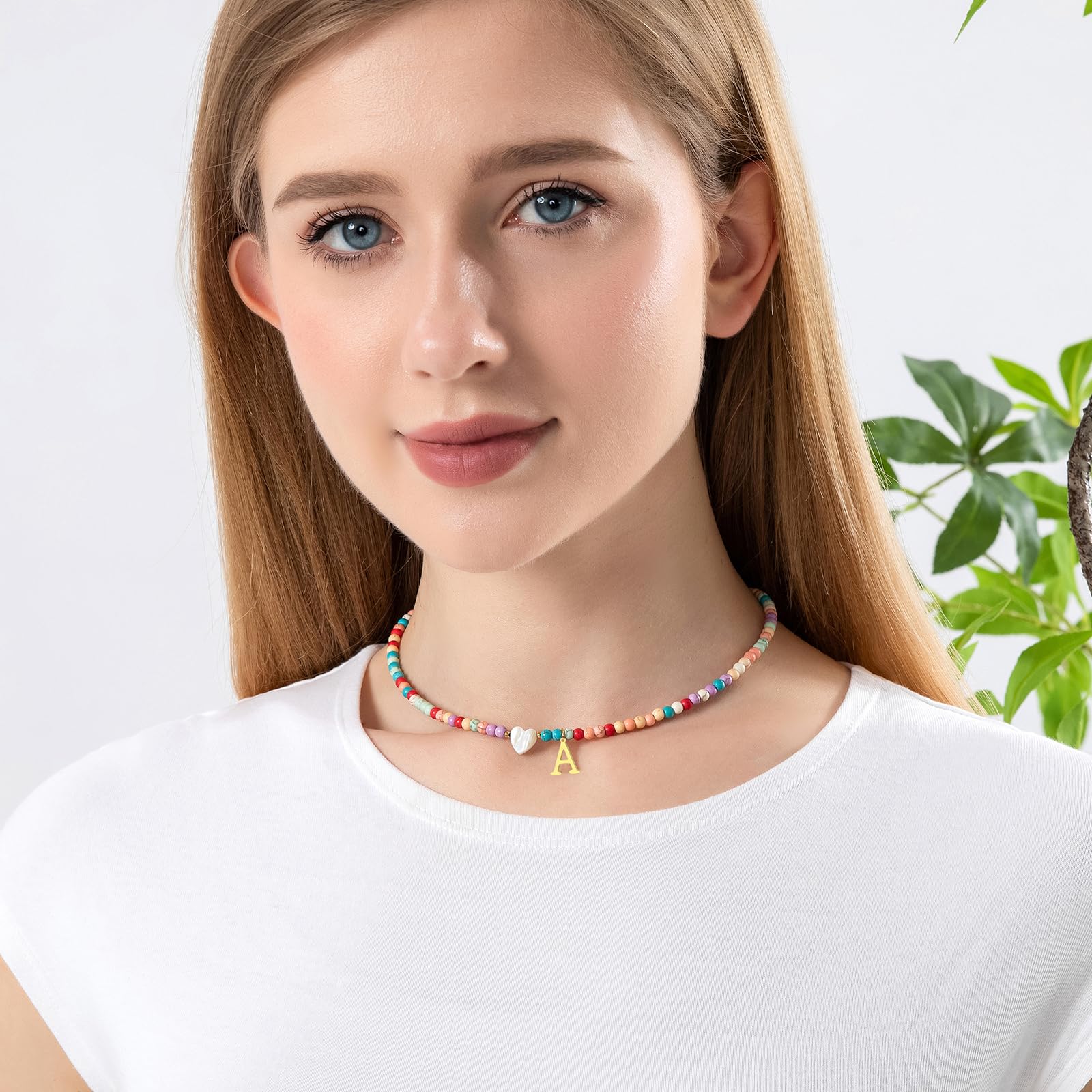 Initial Necklace for Women - Colorful Beaded Bohemian Letter Choker Jewelry, Personalized Name Necklace for Birthday Gifts | Perfect for Everyday Wear, Boho Outfits & Special Occasions
