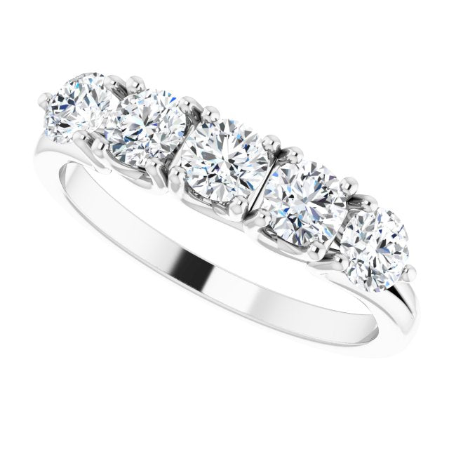 1.00 Carat Round Cut Diamond Wedding Band - 5 Stone Anniversary Ring for Women - Perfect for Engagement, Proposal & Special Occasions